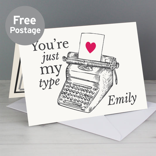 Personalised Just My Type Valentines Card from Heartfelt Gifts