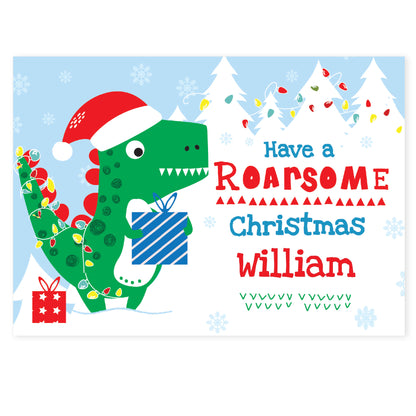 Personalised Dinosaur 'Have a Roarsome Christmas' Card - image 2