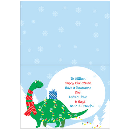 Personalised Dinosaur 'Have a Roarsome Christmas' Card - image 3