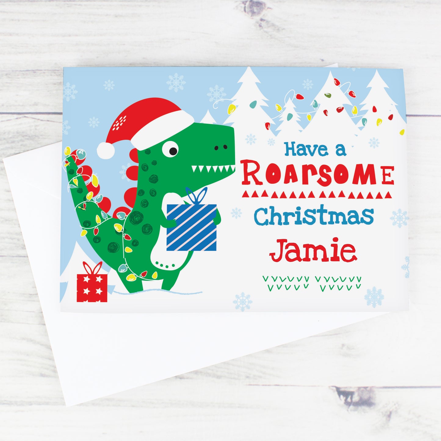 Personalised Dinosaur 'Have a Roarsome Christmas' Card - image 4