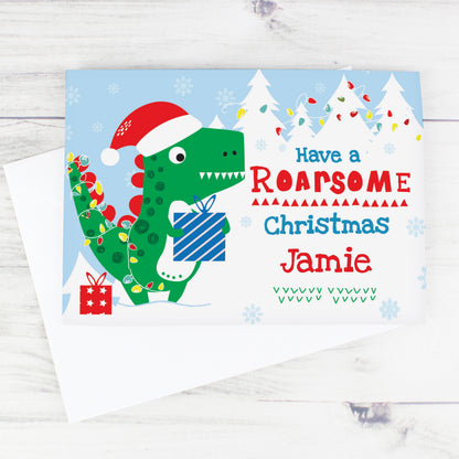 Personalised Dinosaur 'Have a Roarsome Christmas' Card - image 4