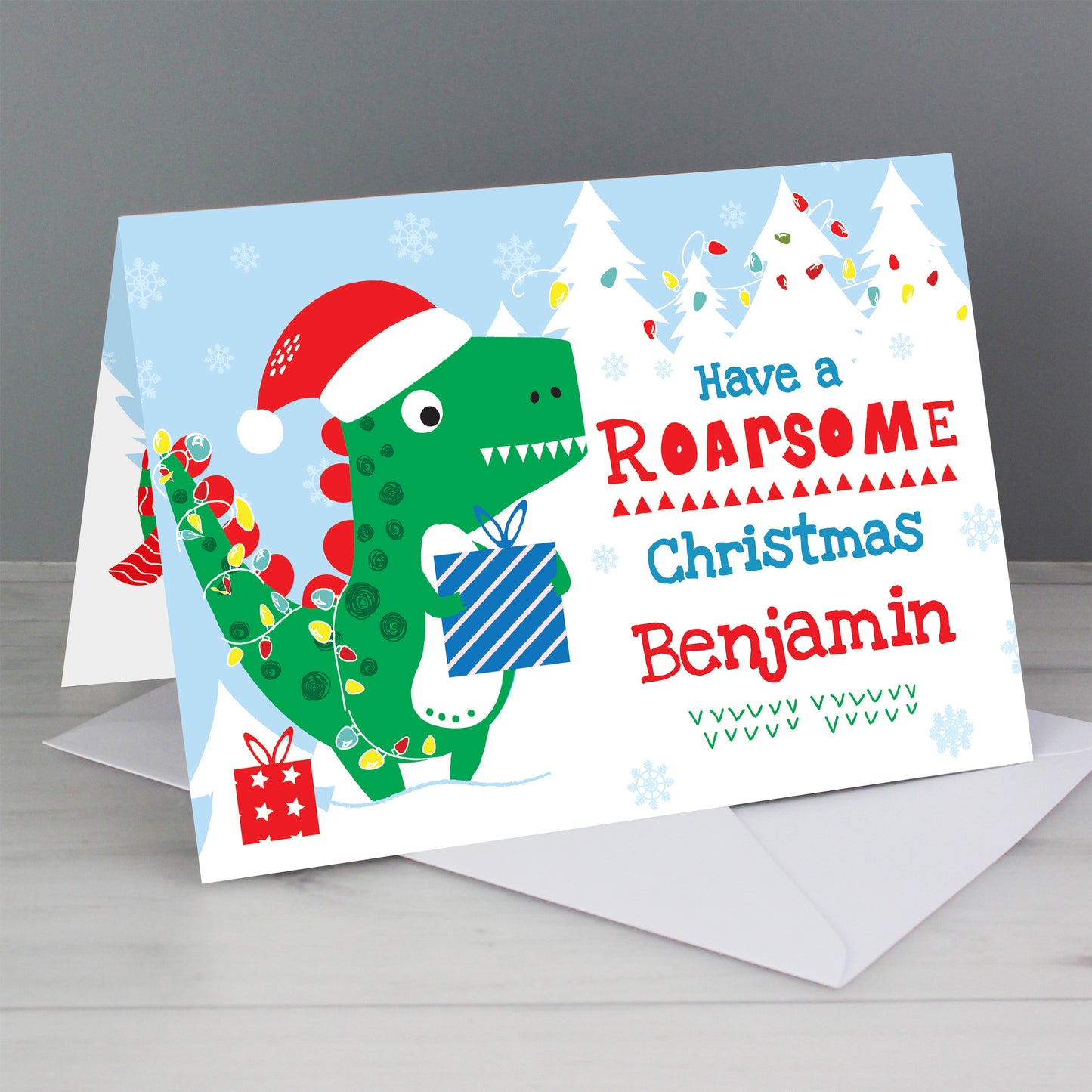 Personalised Dinosaur 'Have a Roarsome Christmas' Card - image 5