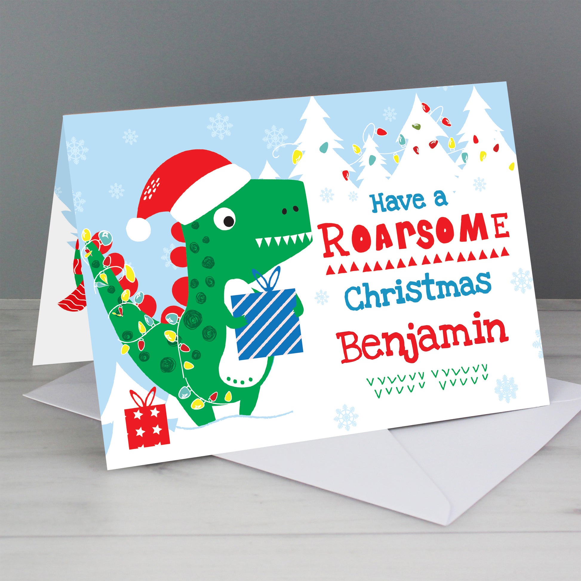 Personalised Dinosaur 'Have a Roarsome Christmas' Card - image 5