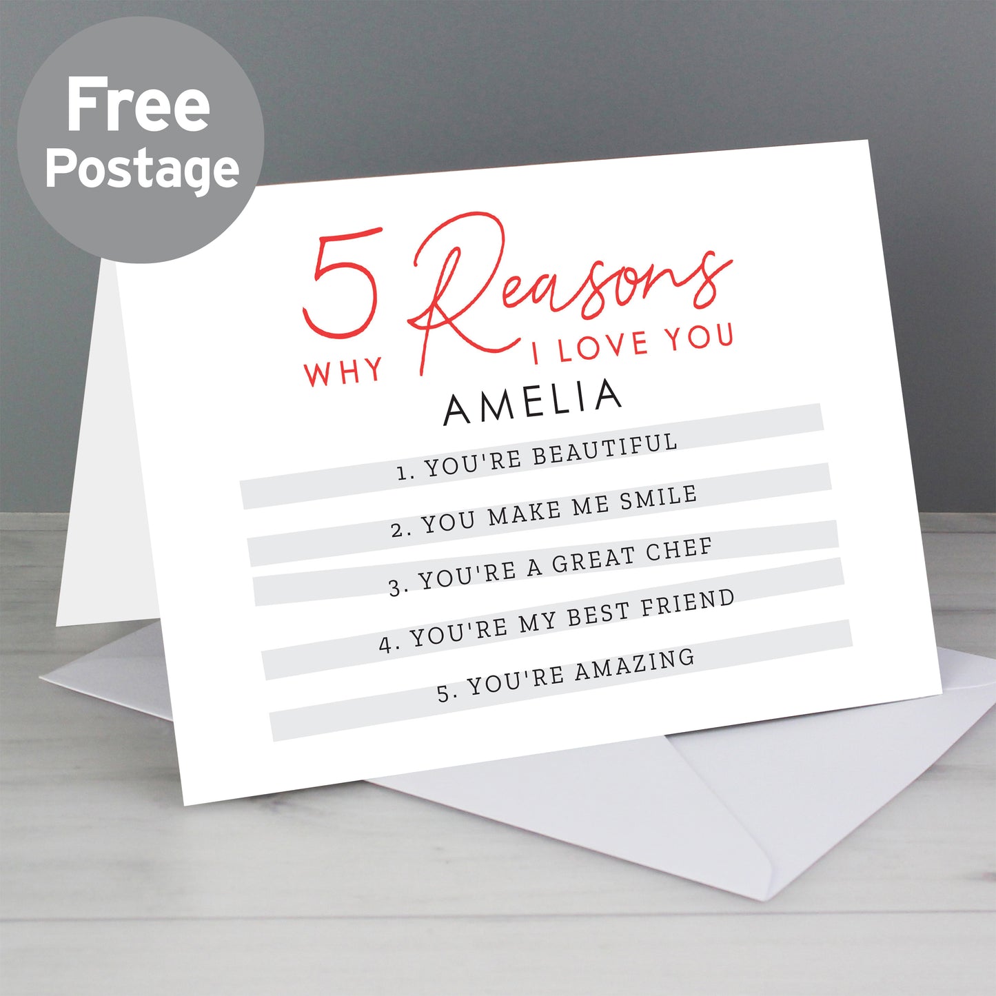 Personalised 5 Reasons Why Card from Heartfelt Gifts