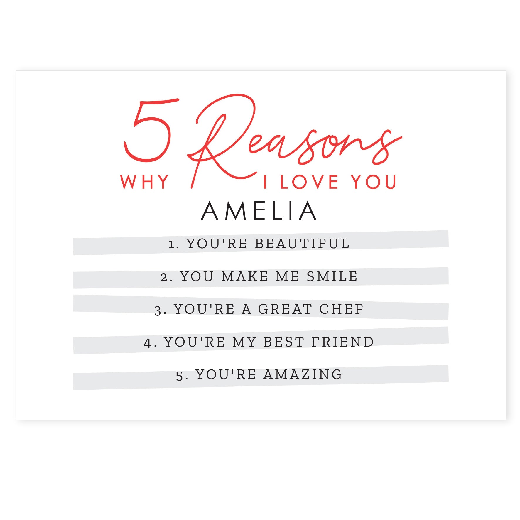 Personalised 5 Reasons Why Card - image 2