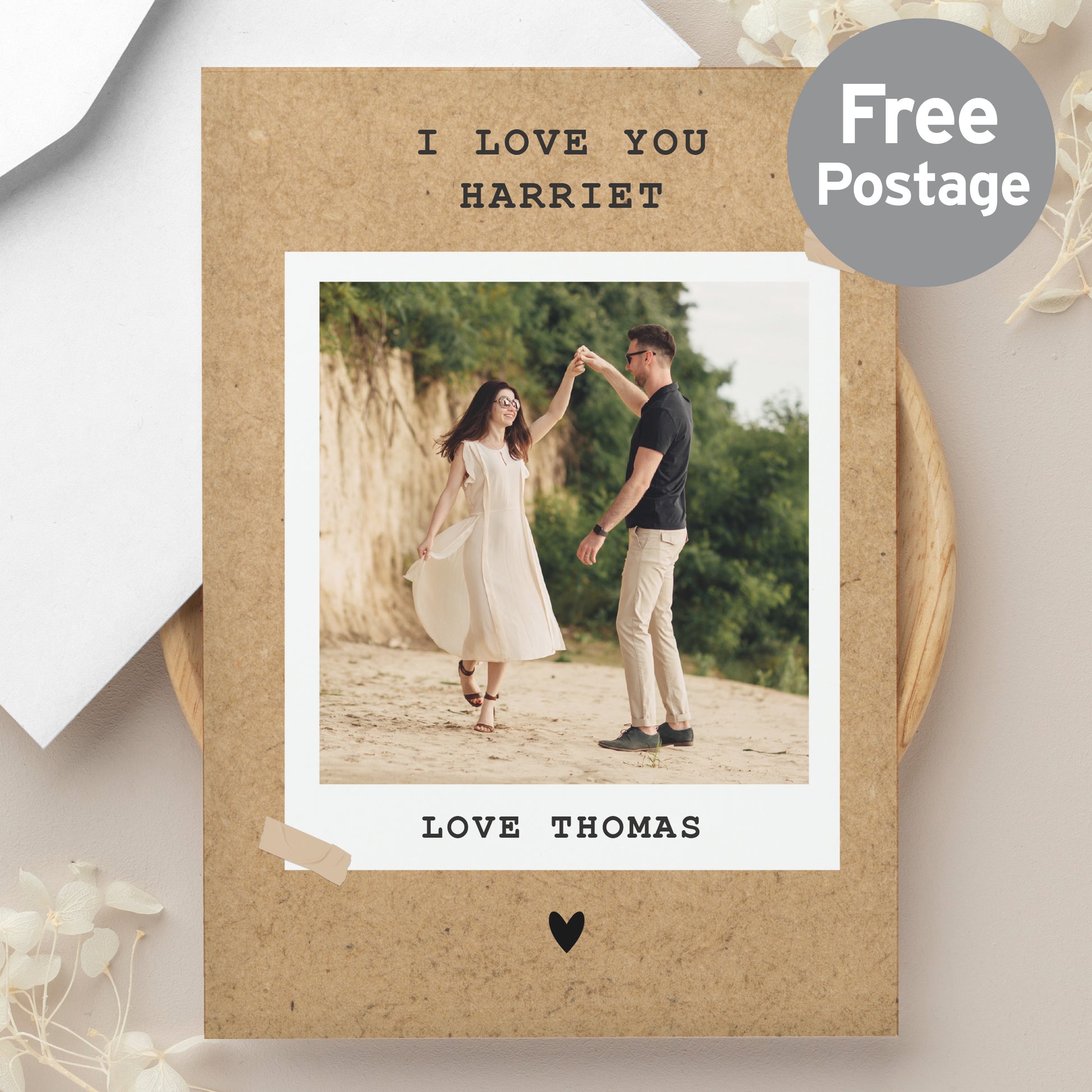 Personalised Rustic Polaroid Photo Upload Card from Heartfelt Gifts