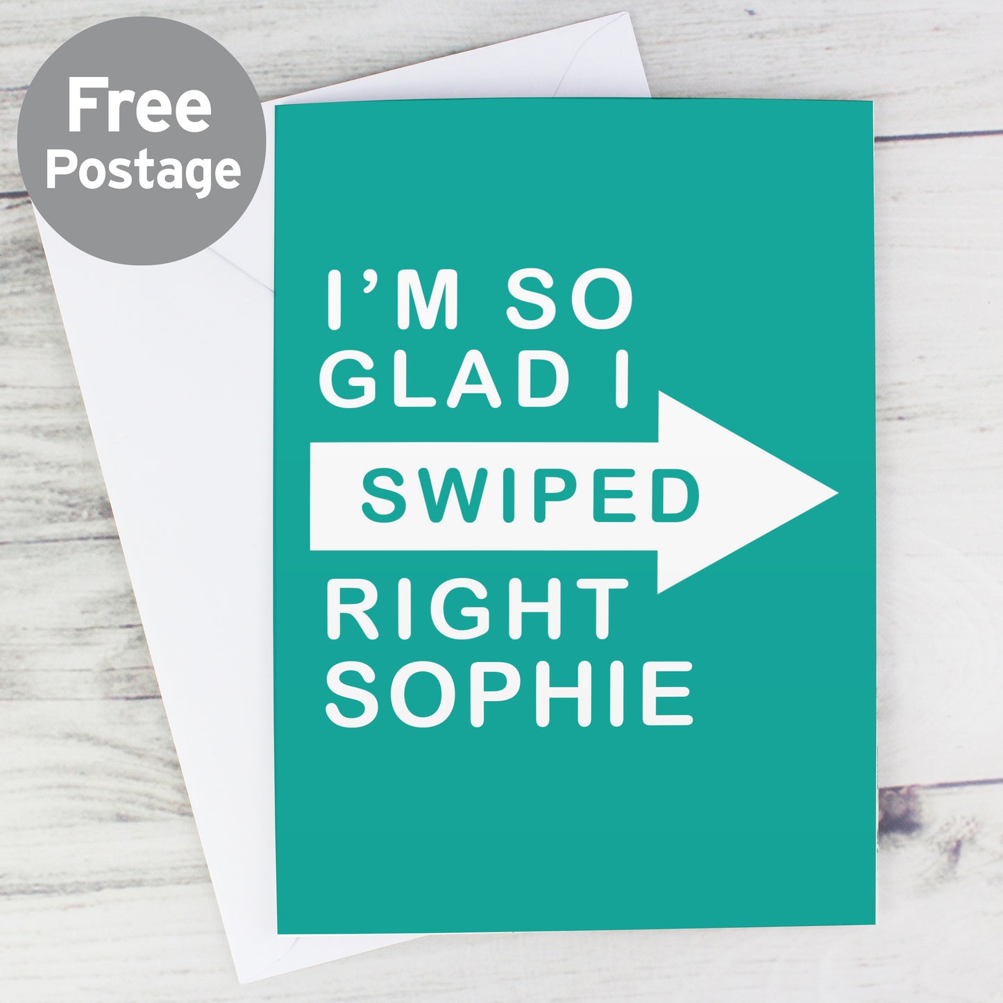 Personalised Glad I Swiped Right Card from Heartfelt Gifts