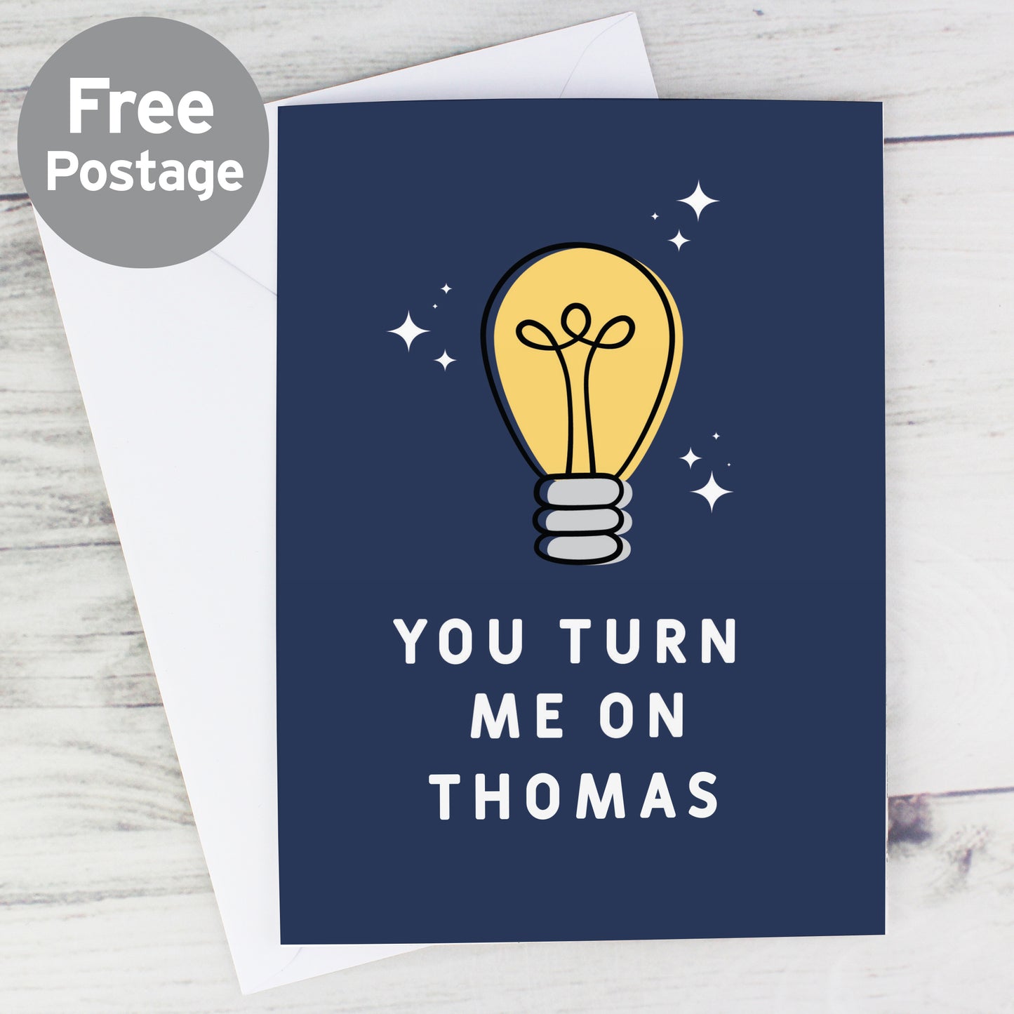 Personalised You Turn Me On Card from Heartfelt Gifts