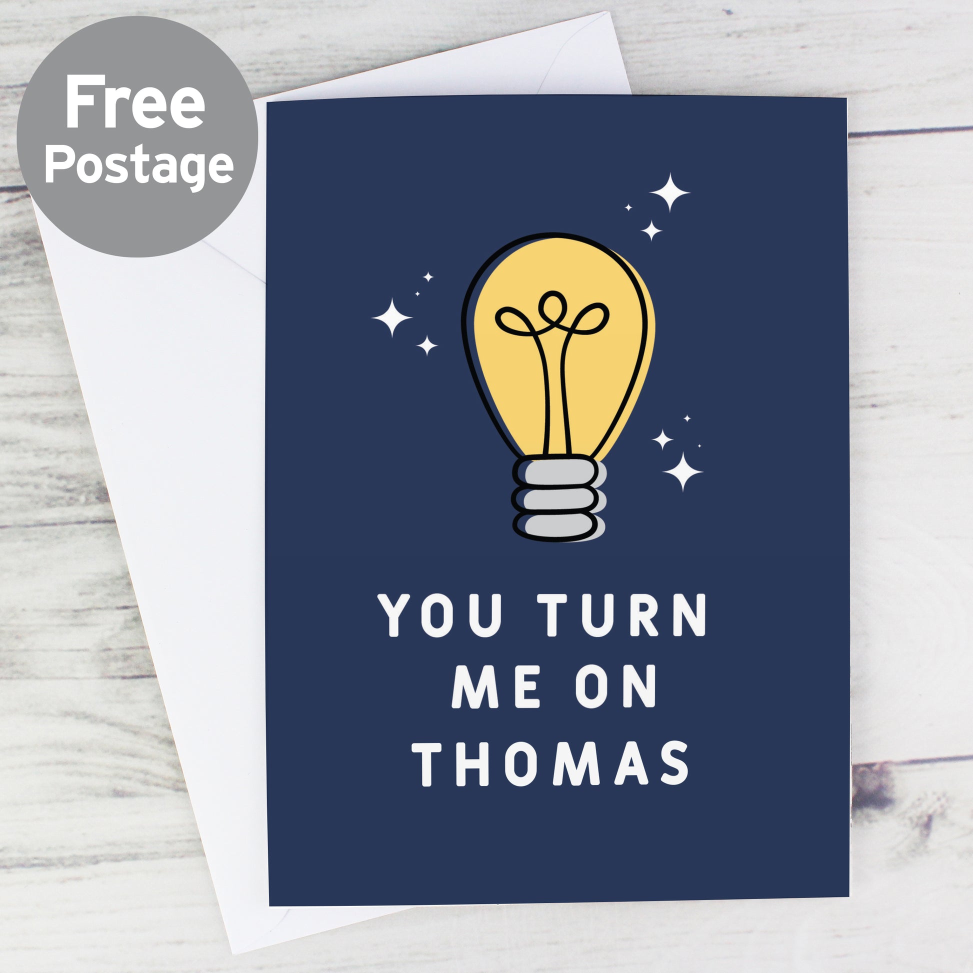 Personalised You Turn Me On Card from Heartfelt Gifts