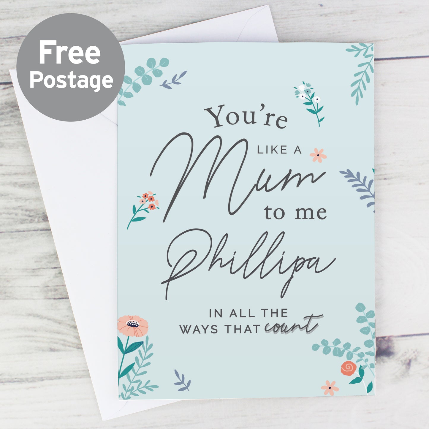 Personalised You're Like A Mum To Me Card from Heartfelt Gifts