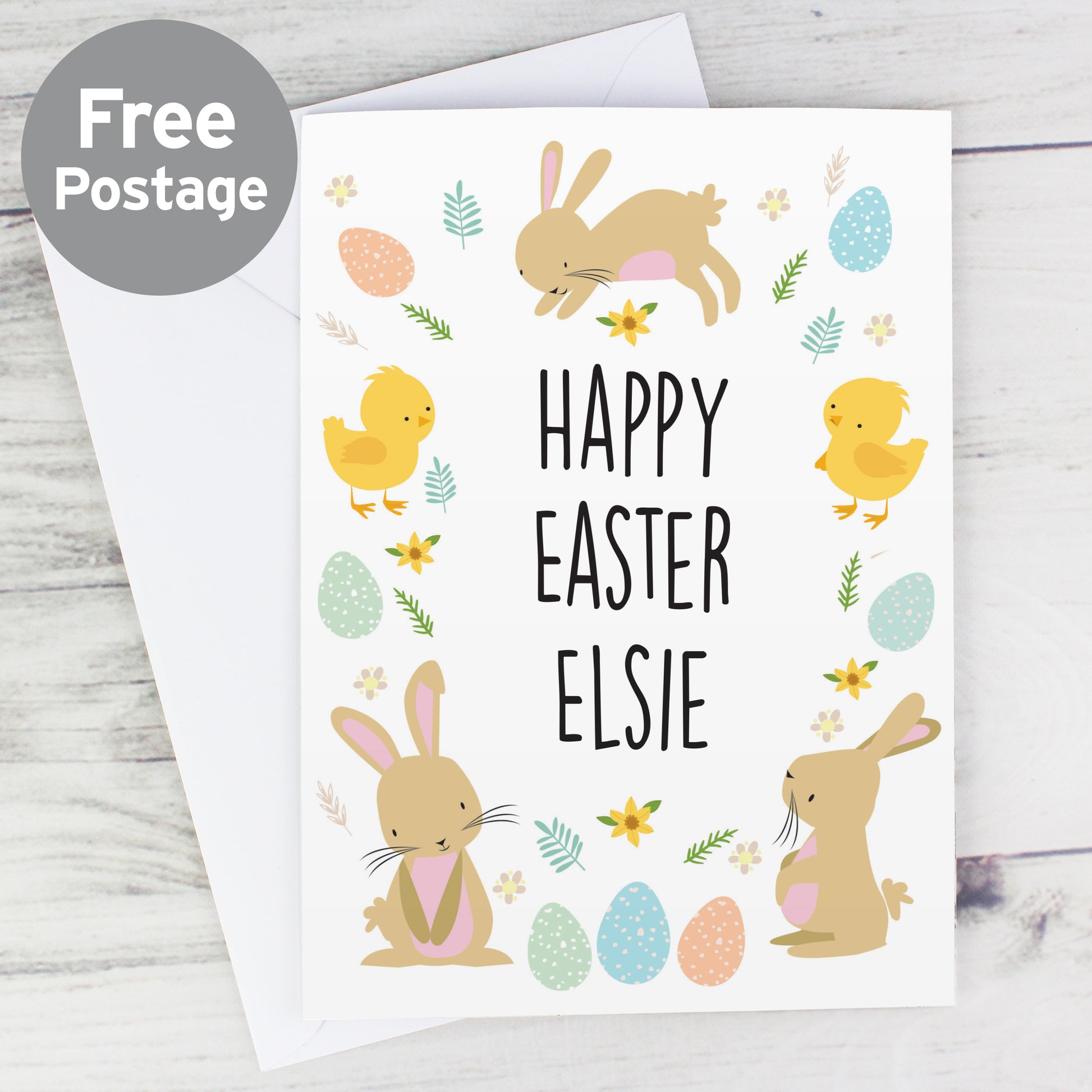 Personalised Easter Bunny & Chick Card from Heartfelt Gifts