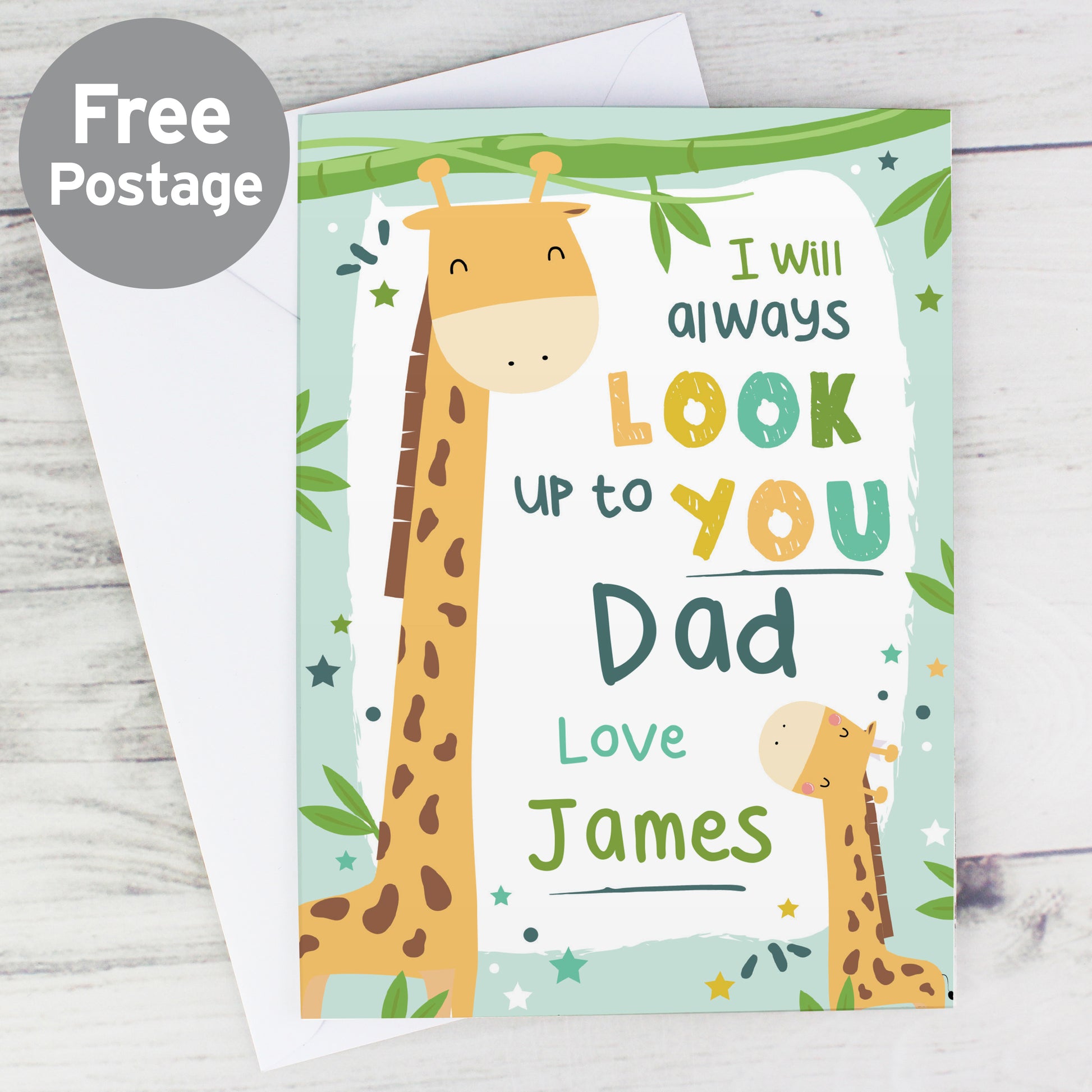 Personalised Look Up To You Giraffe Card from Heartfelt Gifts