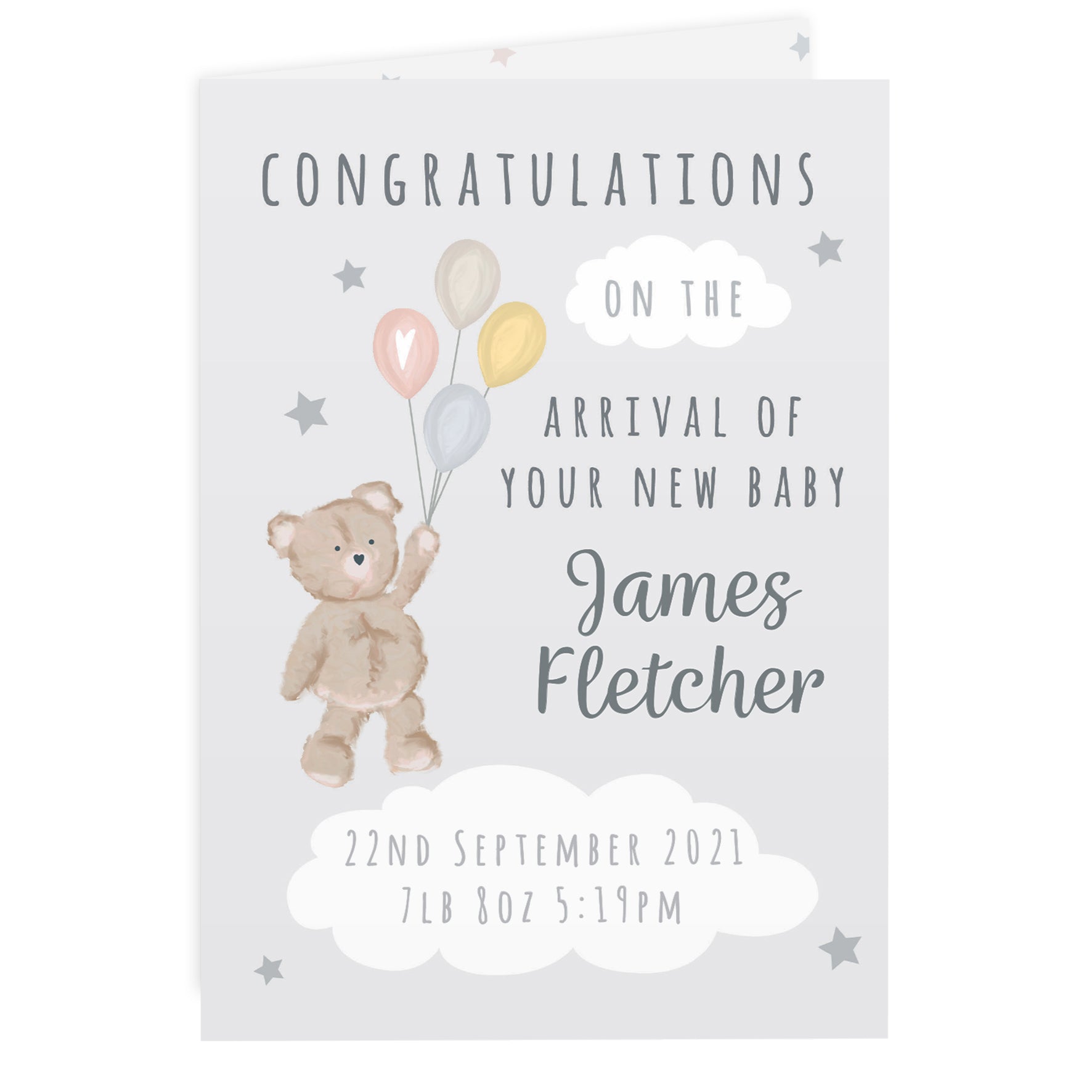 Personalised Teddy & Balloons Card - image 2