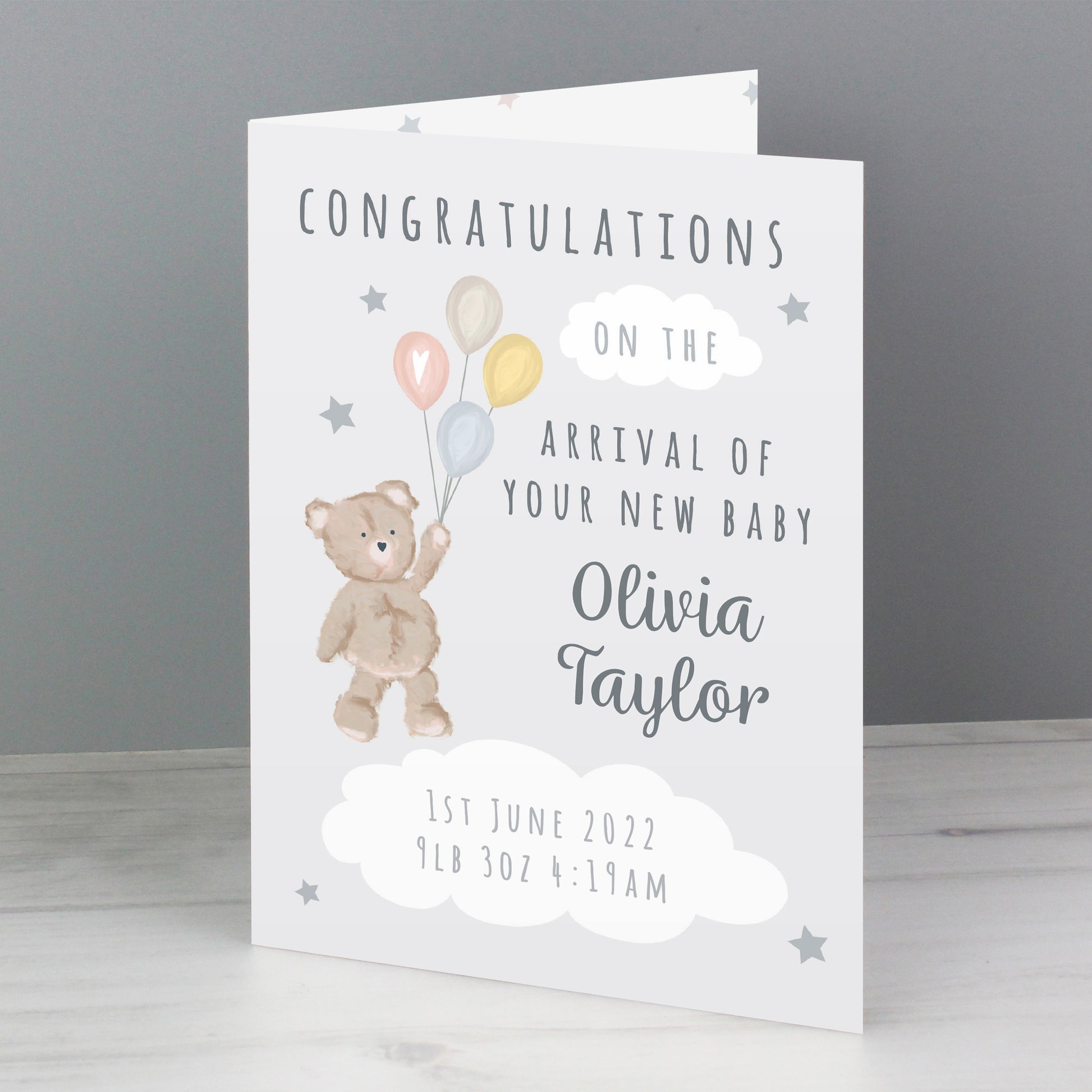 Personalised Teddy & Balloons Card - image 4