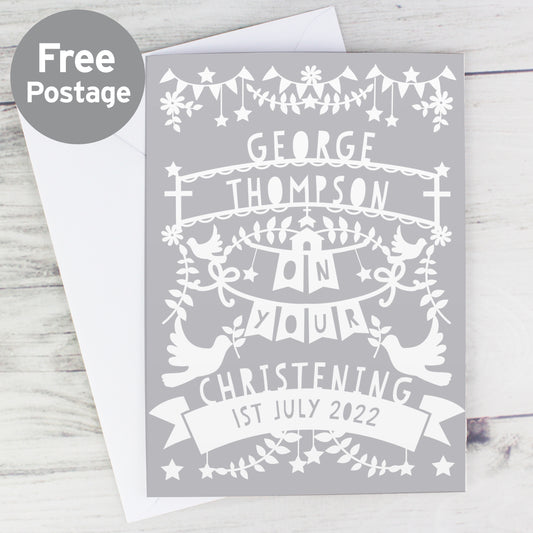 Personalised Grey Papercut Style Card from Heartfelt Gifts