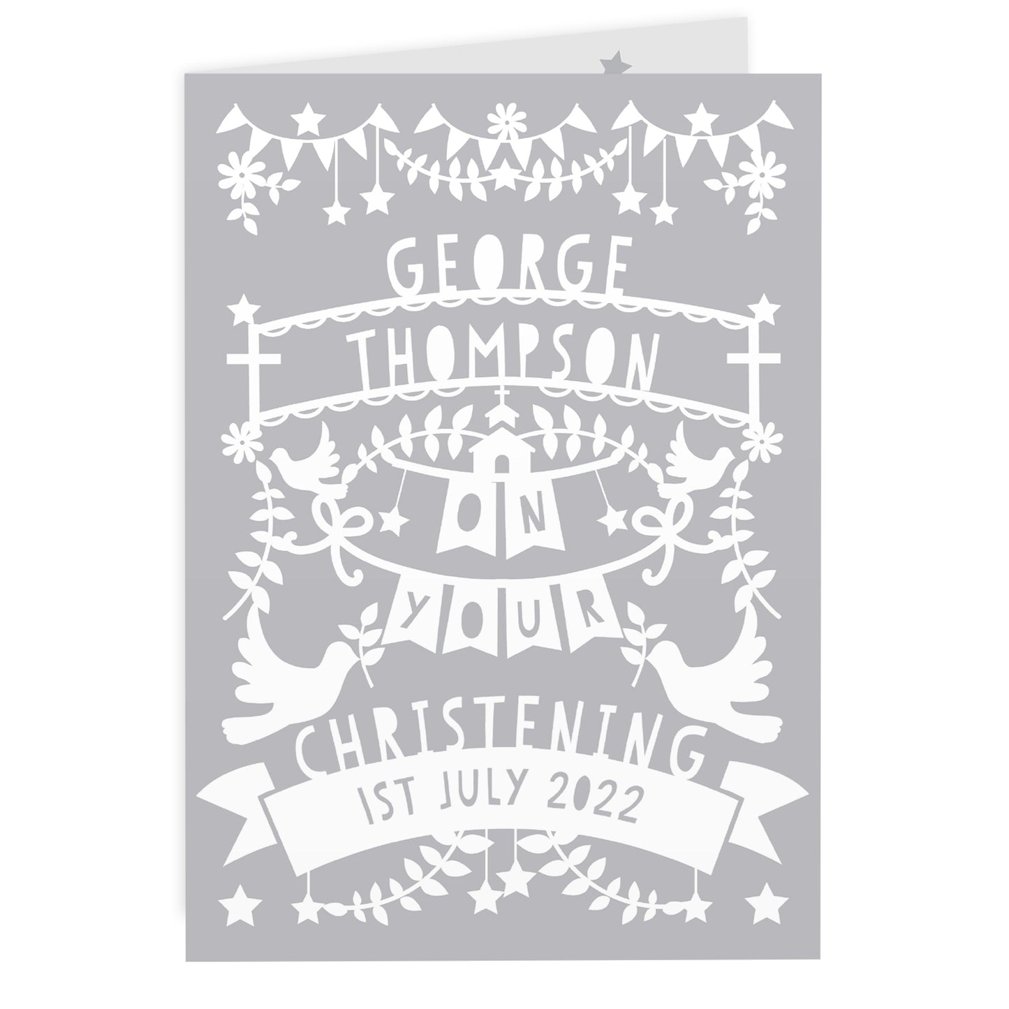 Personalised Grey Papercut Style Card - image 2