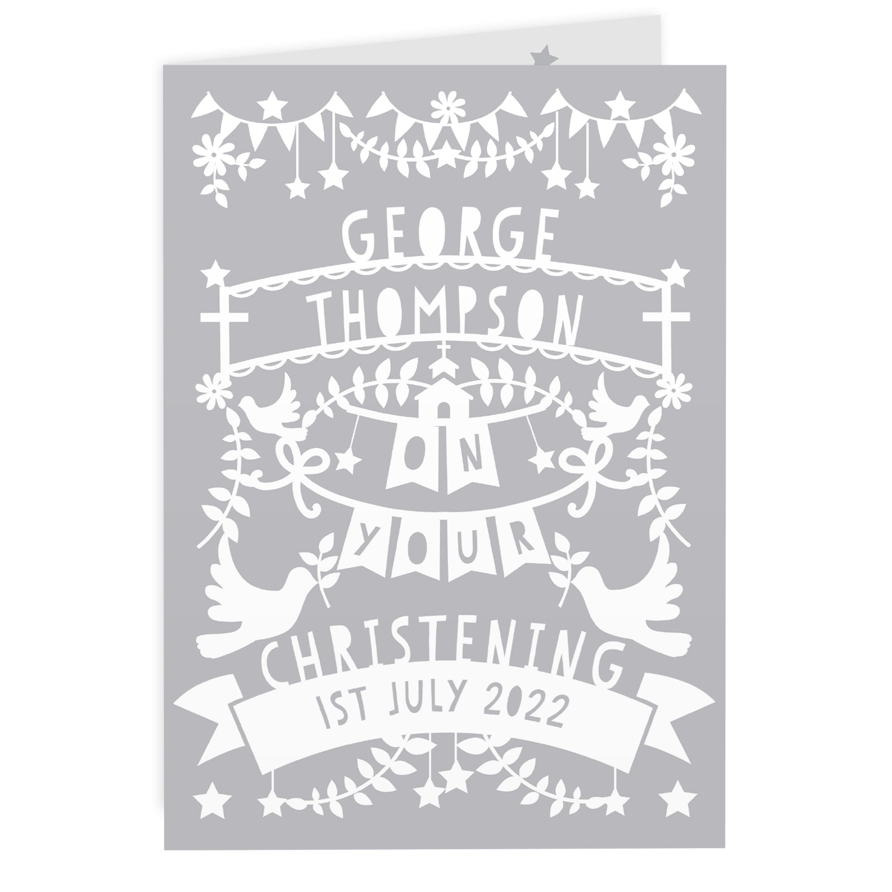 Personalised Grey Papercut Style Card - image 2