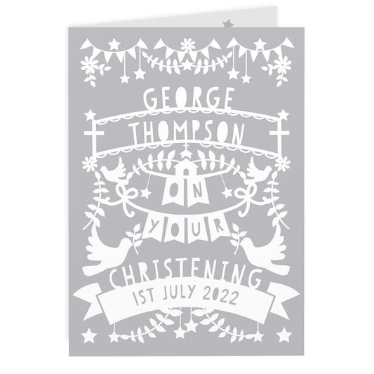 Personalised Grey Papercut Style Card - image 2