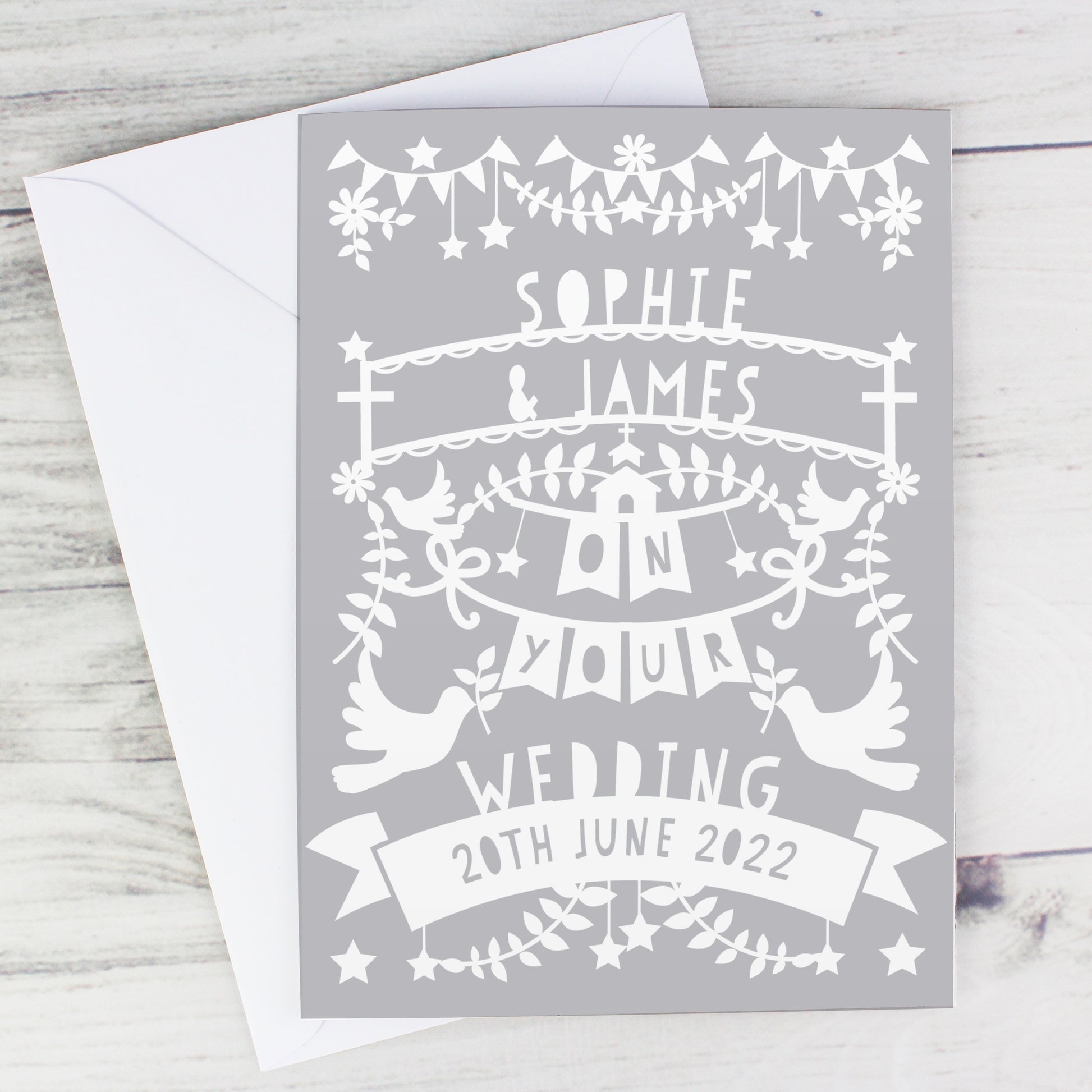 Personalised Grey Papercut Style Card - image 5