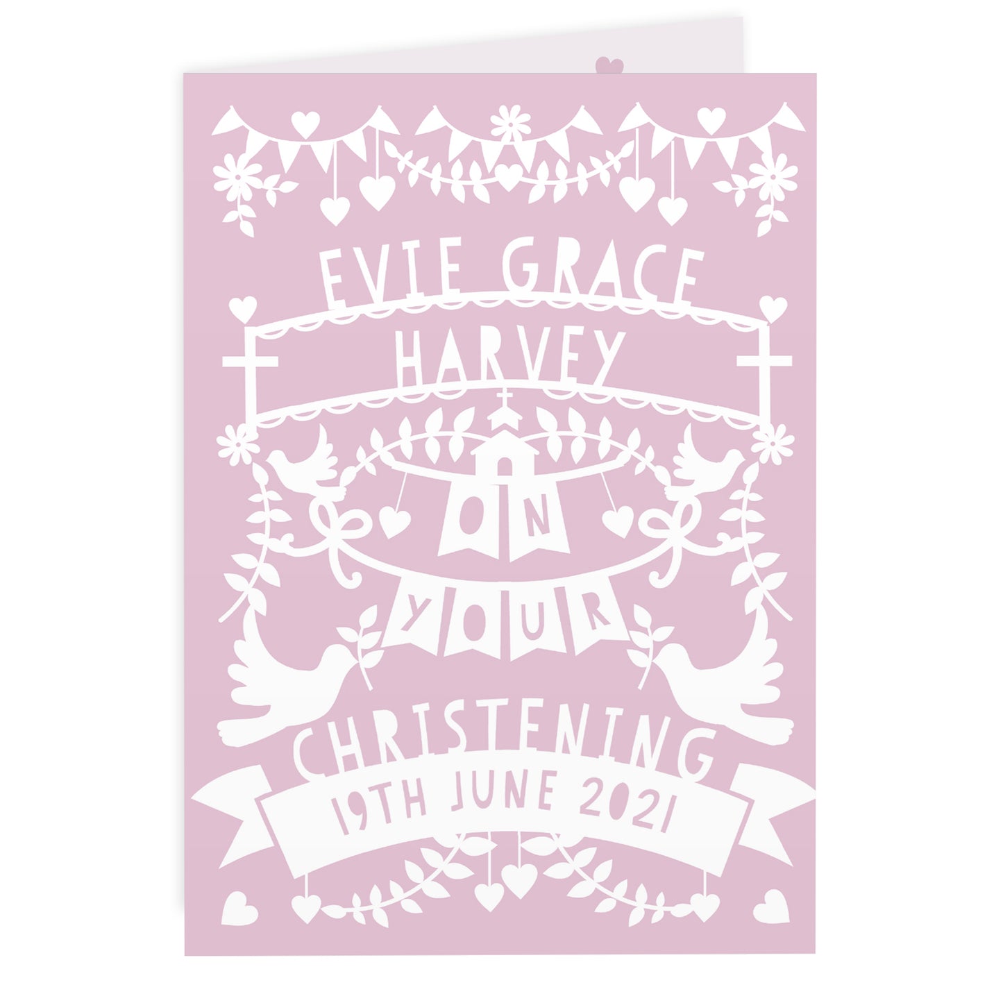 Personalised Pink Papercut Style Card - image 2