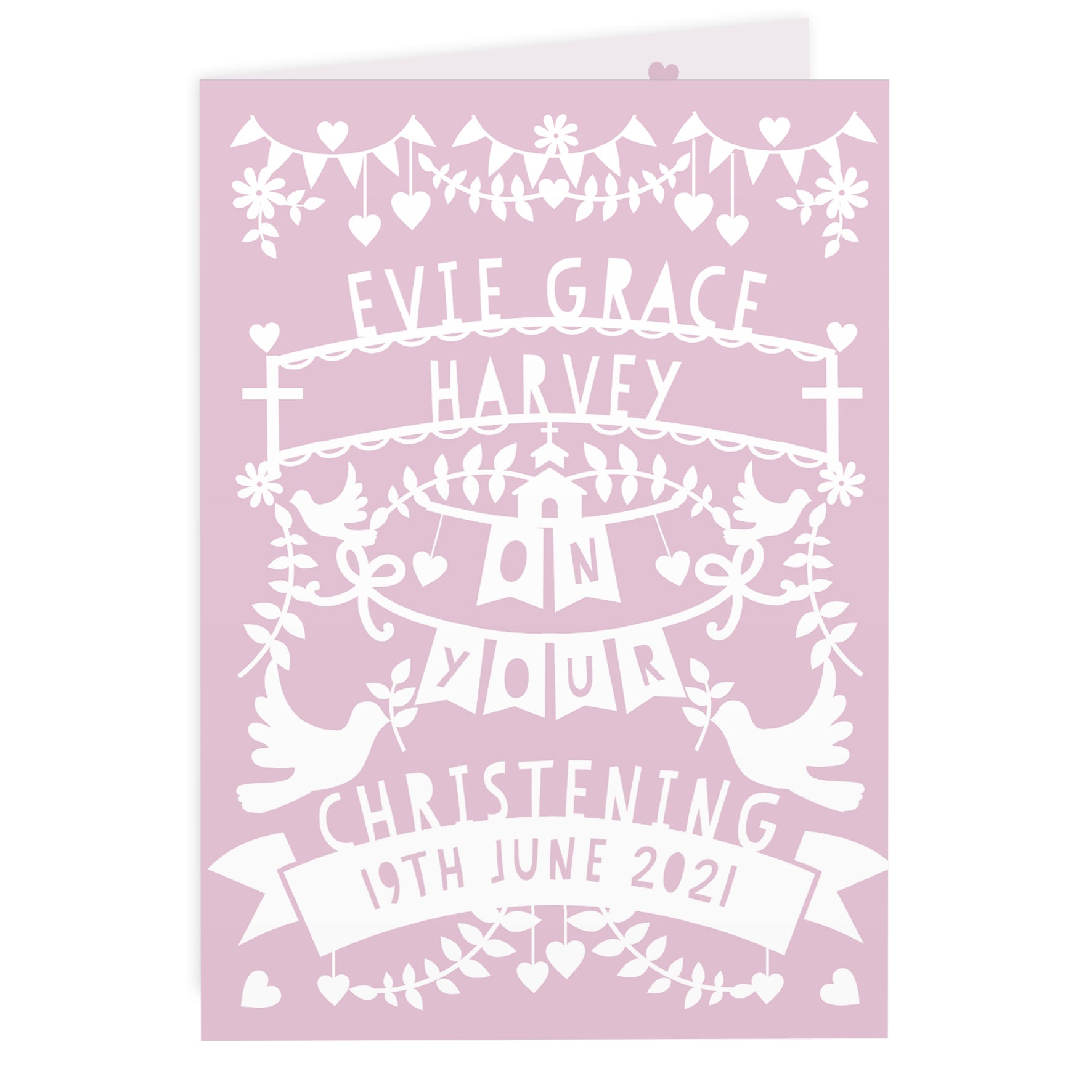 Personalised Pink Papercut Style Card - image 2