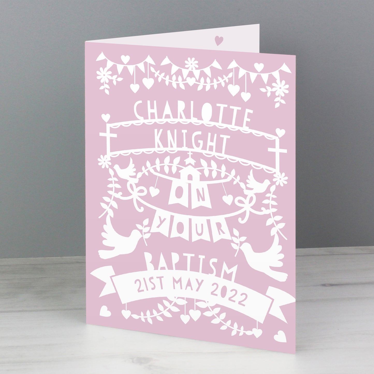 Personalised Pink Papercut Style Card - image 4