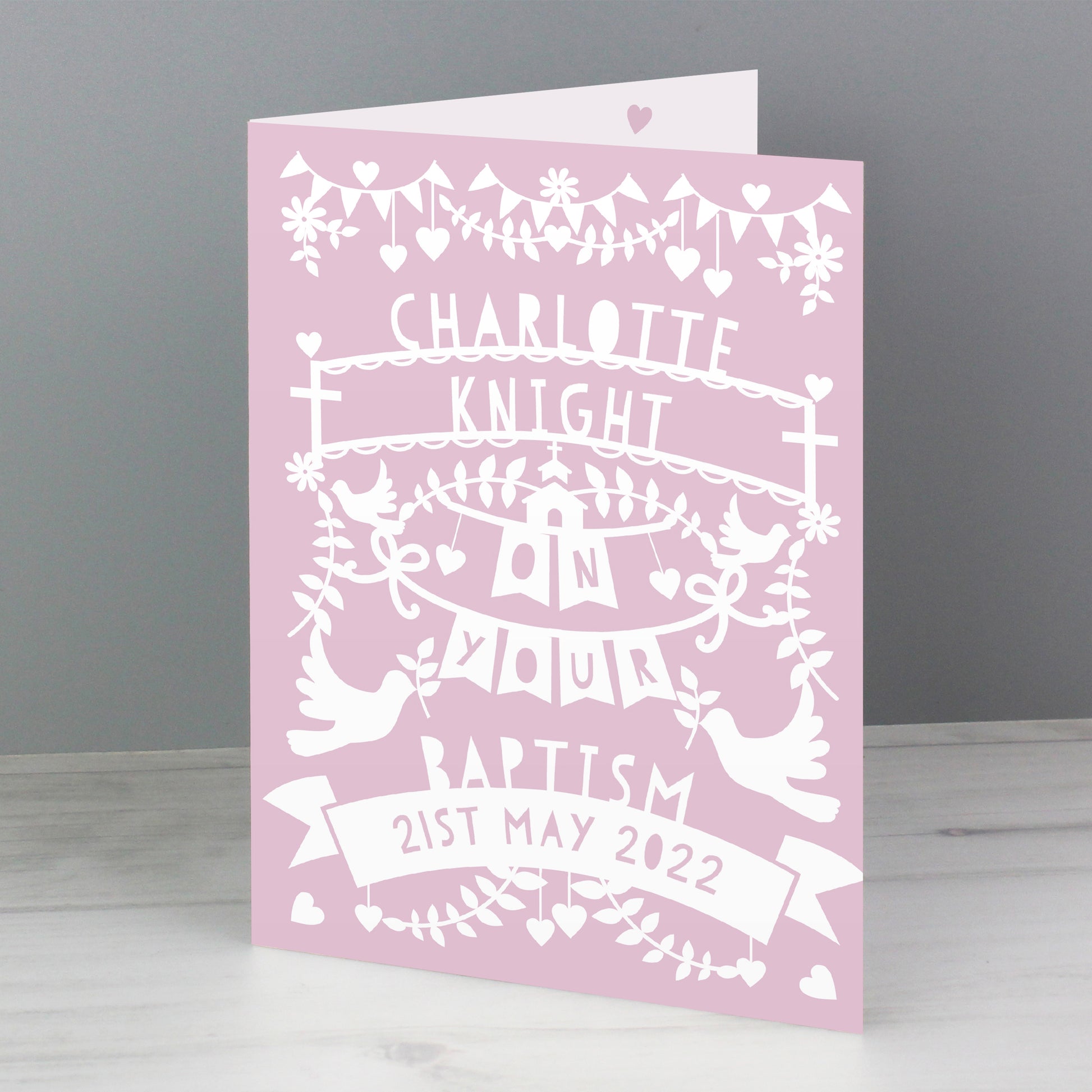 Personalised Pink Papercut Style Card - image 4