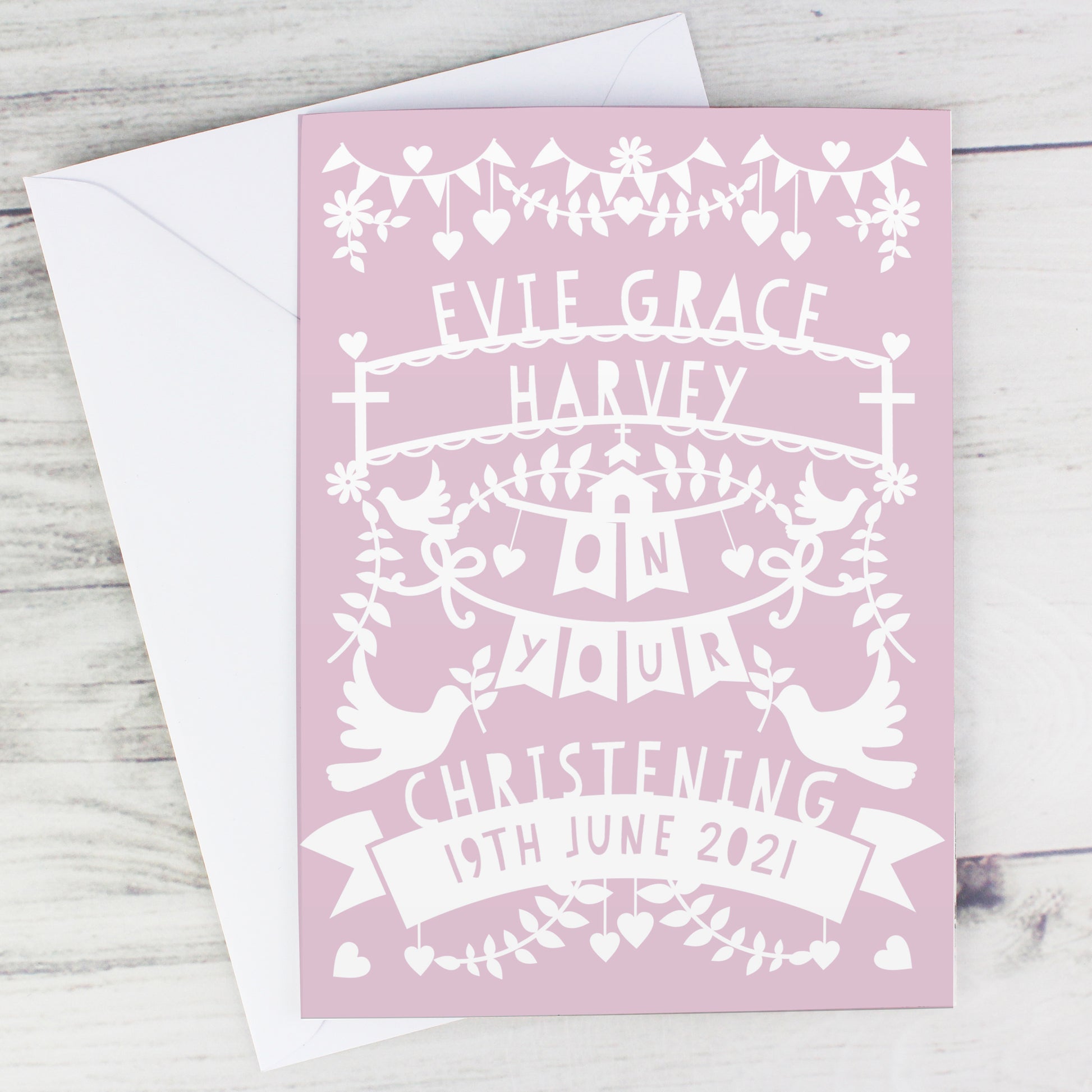 Personalised Pink Papercut Style Card - image 5