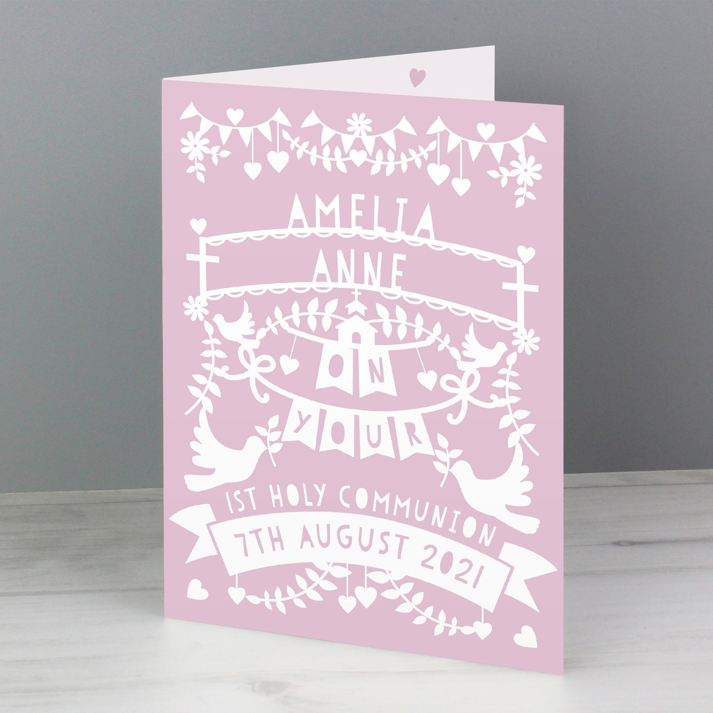 Personalised Pink Papercut Style Card - image 6