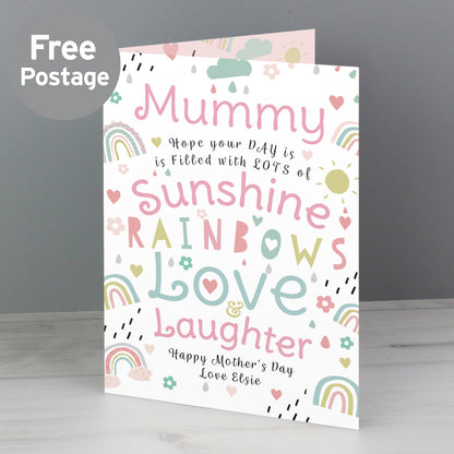 Personalised Rainbows & Sunshine Card from Heartfelt Gifts