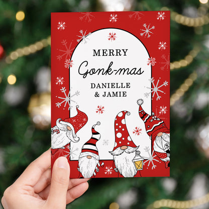 Personalised Red Gonks Christmas Card from Heartfelt Gifts