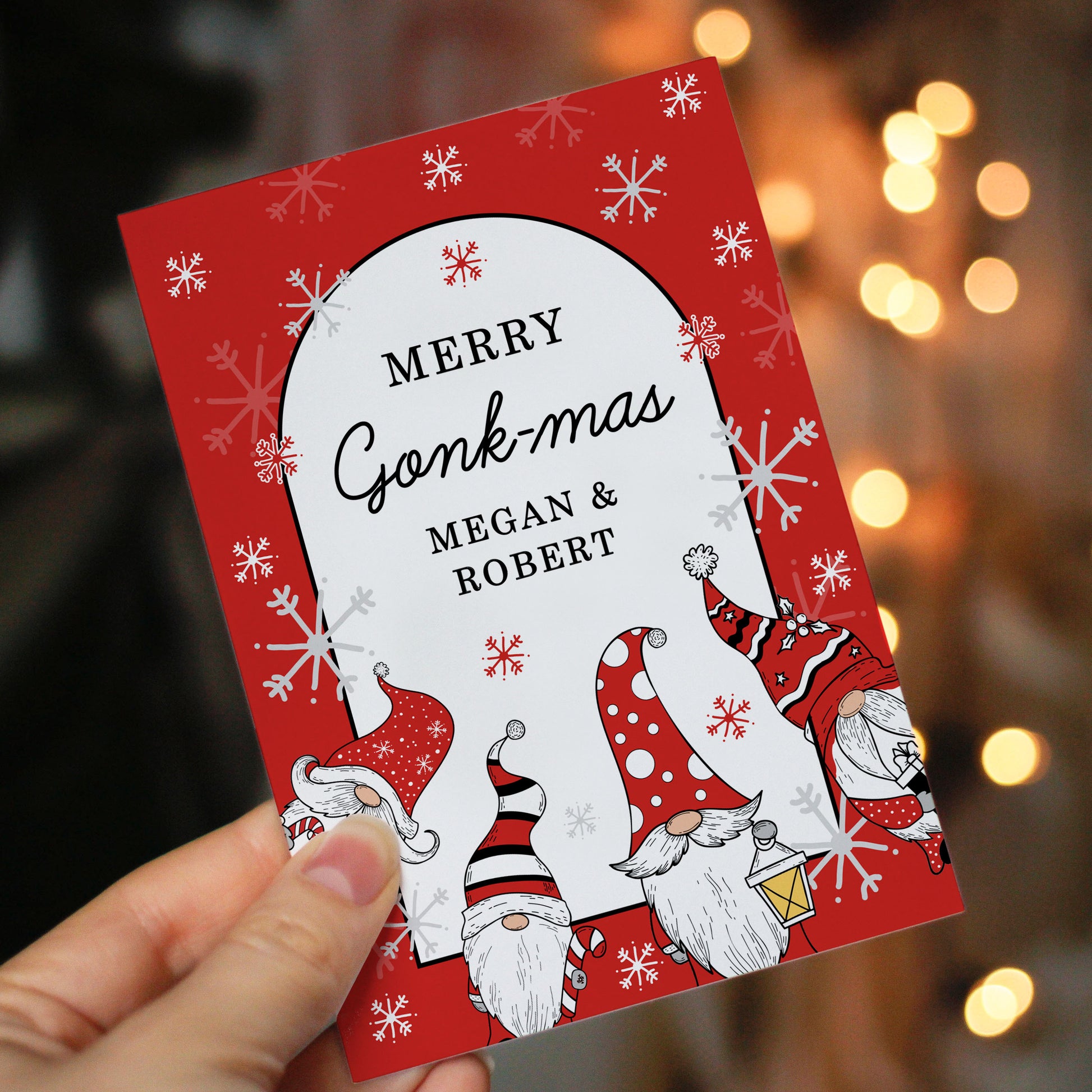 Personalised Red Gonks Christmas Card - image 2