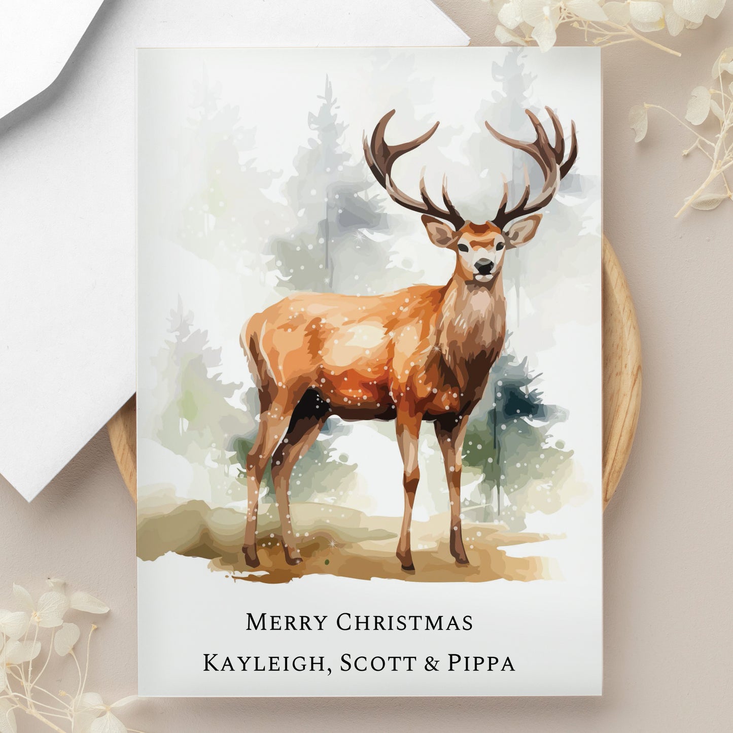 Personalised Watercolour Stag Greetings Card from Heartfelt Gifts