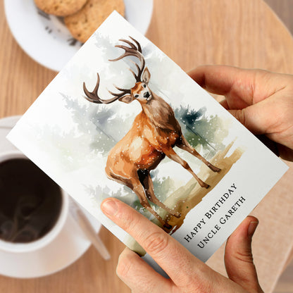 Personalised Watercolour Stag Greetings Card - image 4