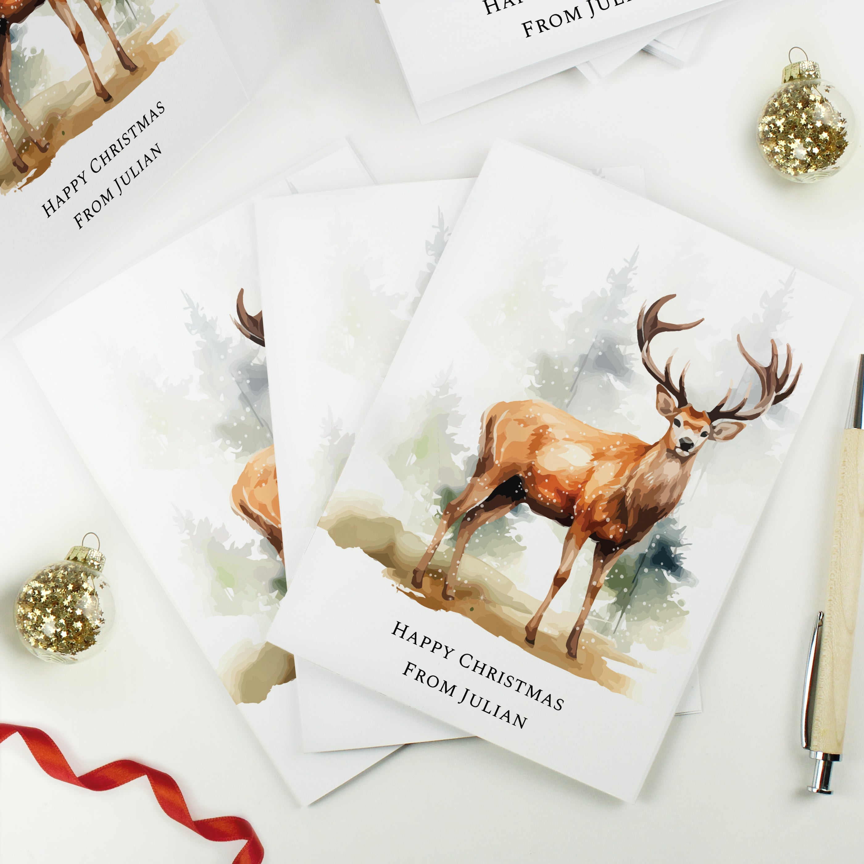 Personalised Pack of 10 Christmas Cards - Stag from Heartfelt Gifts