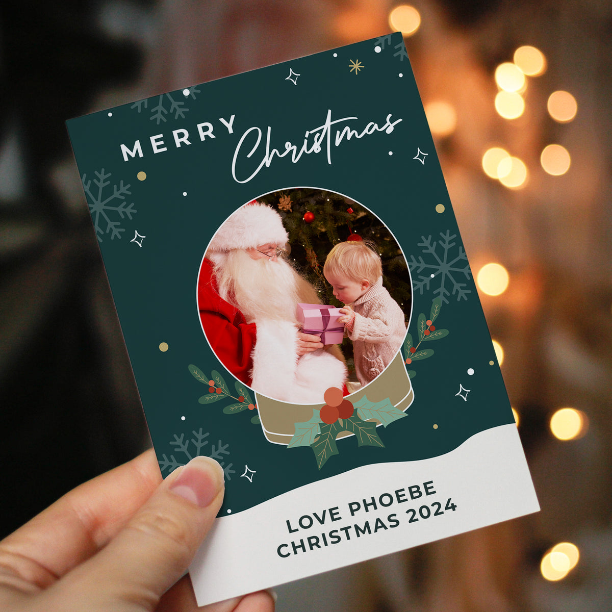 Pack of 10 personalised festive photo cards