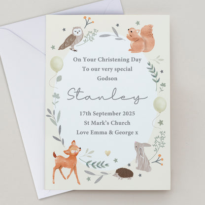 Personalised Woodland Animals New Baby Card - image 2