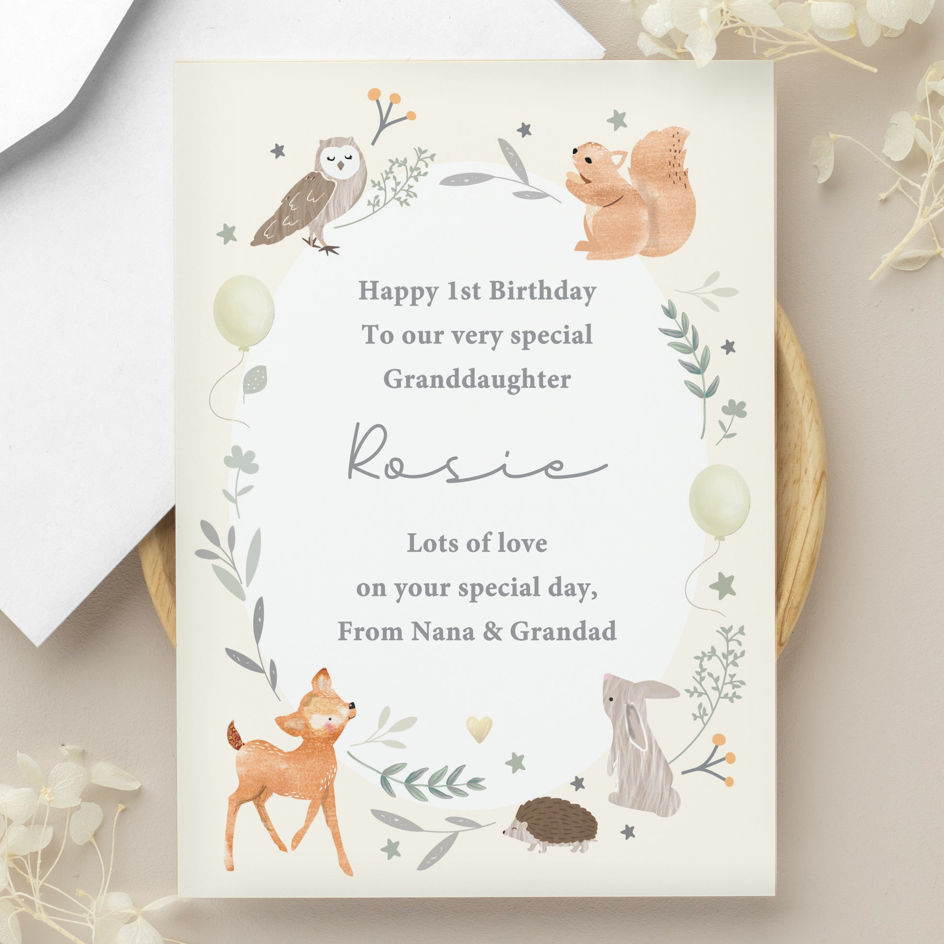 Personalised Woodland Animals New Baby Card - image 3