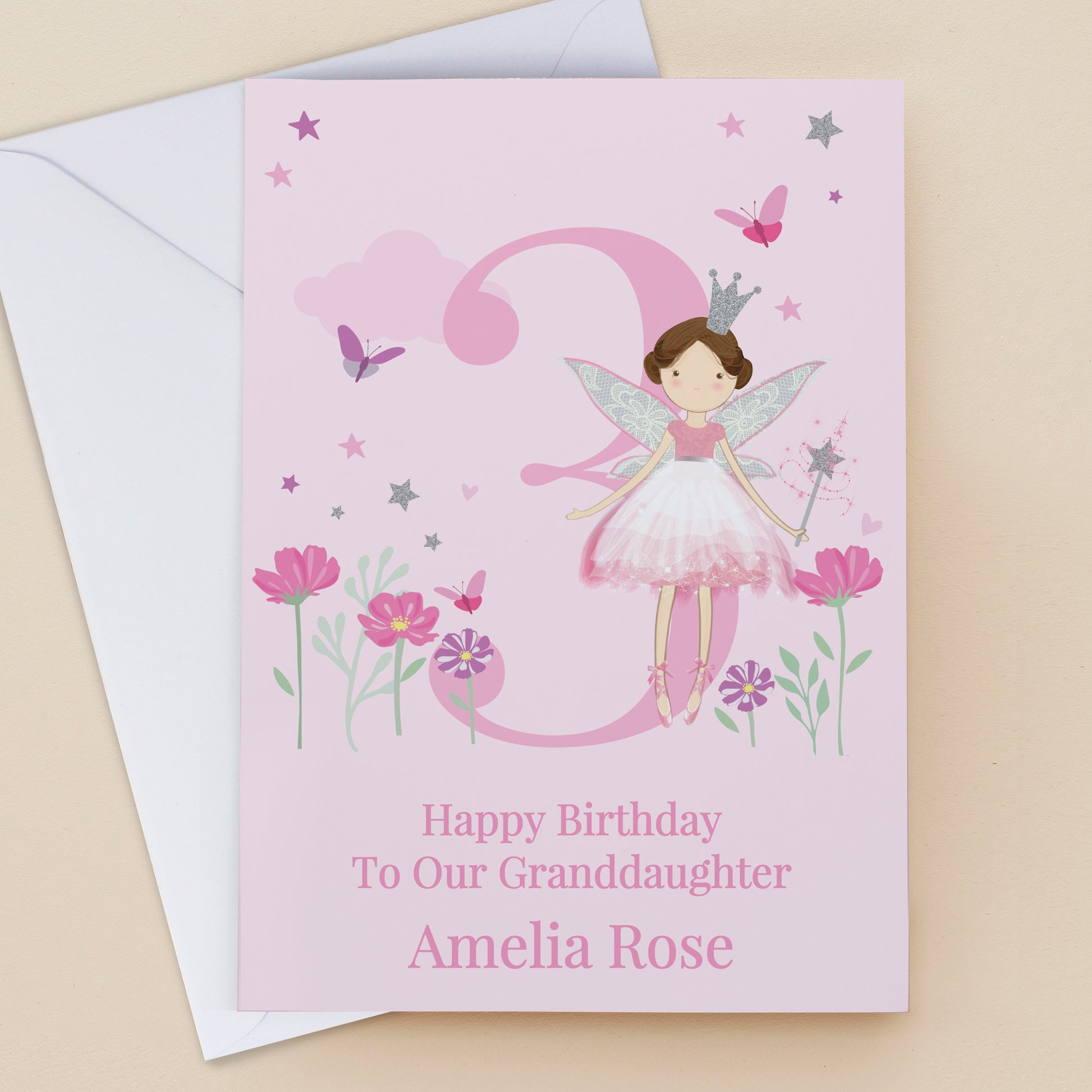 Personalised Fairy Princess Birthday Card – Girls Named Birthday Greeting - image 2