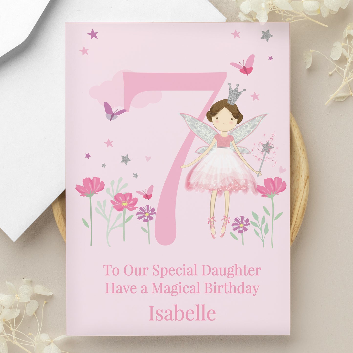 Personalised Fairy Princess Birthday Card – Girls Named Birthday Greeting - image 3
