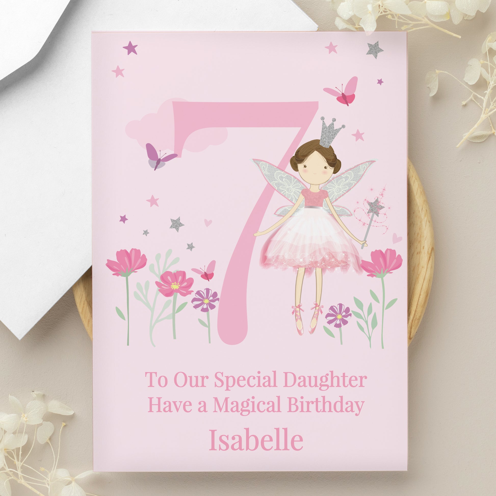 Personalised Fairy Princess Birthday Card – Girls Named Birthday Greeting - image 3