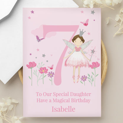 Personalised Fairy Princess Birthday Card – Girls Named Birthday Greeting - image 3