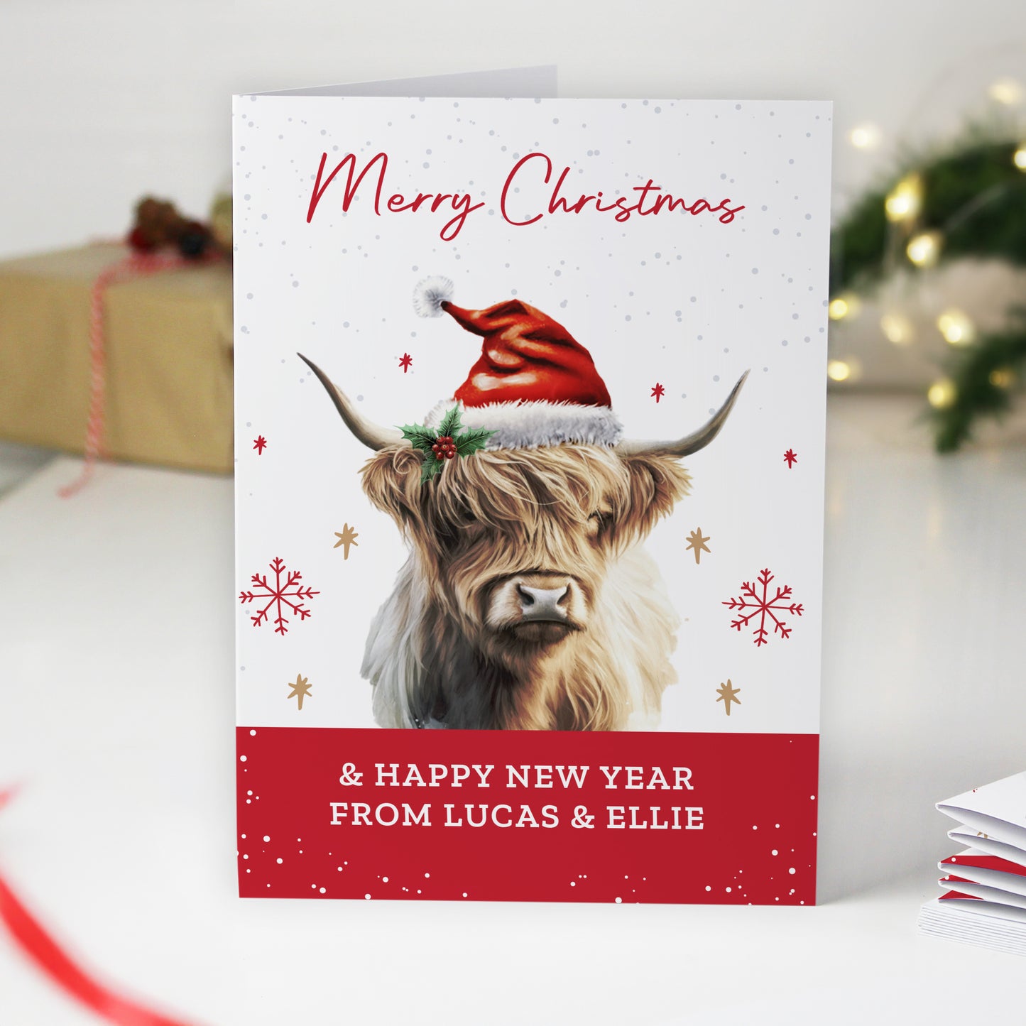 Personalised Highland Cow Pack of 10 Christmas Cards – Unique Festive Cards - image 4
