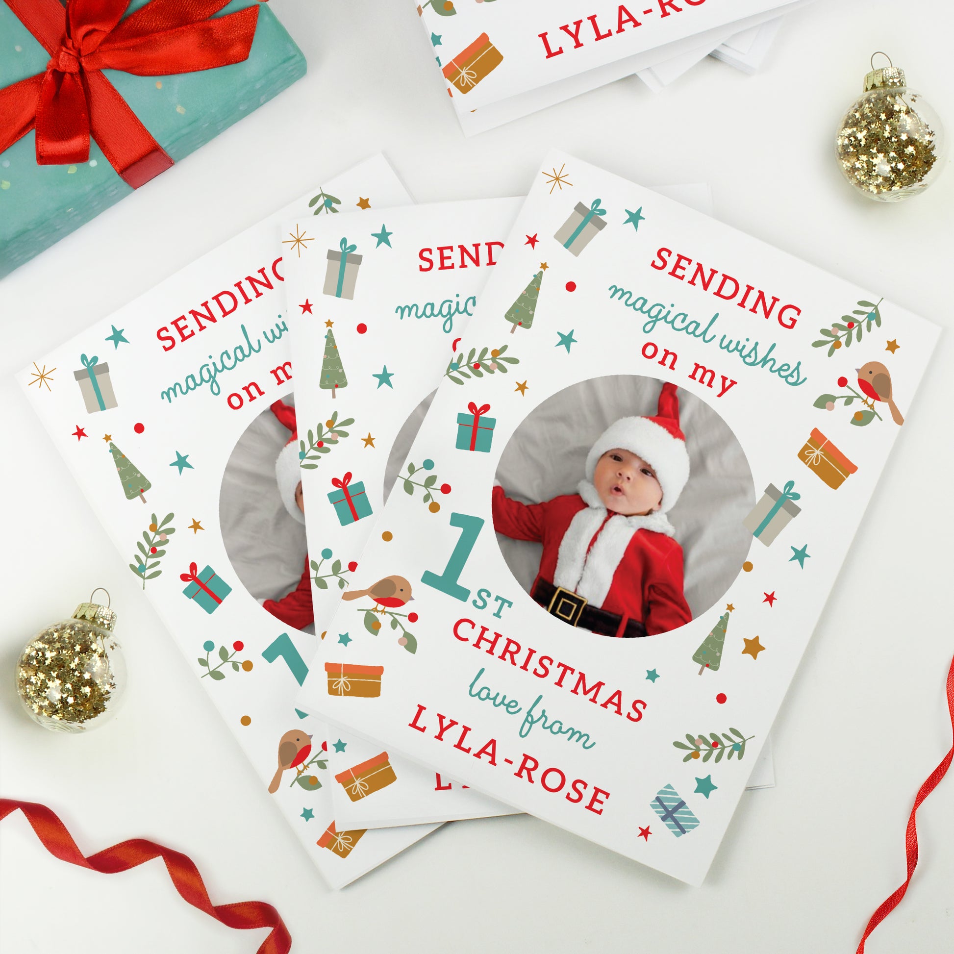 Personalised My 1st Christmas Photo Upload Pack of 10 Cards - image 2