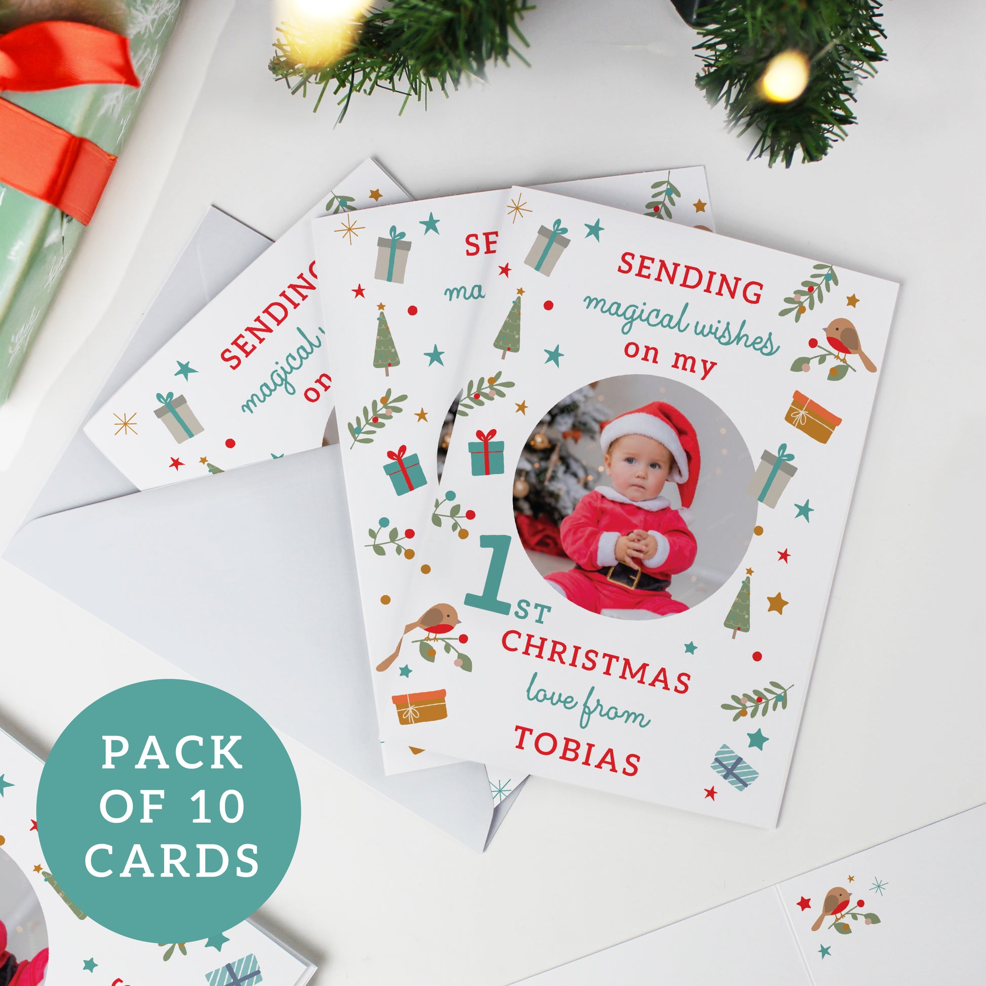 Personalised My 1st Christmas Photo Upload Pack of 10 Cards - image 4
