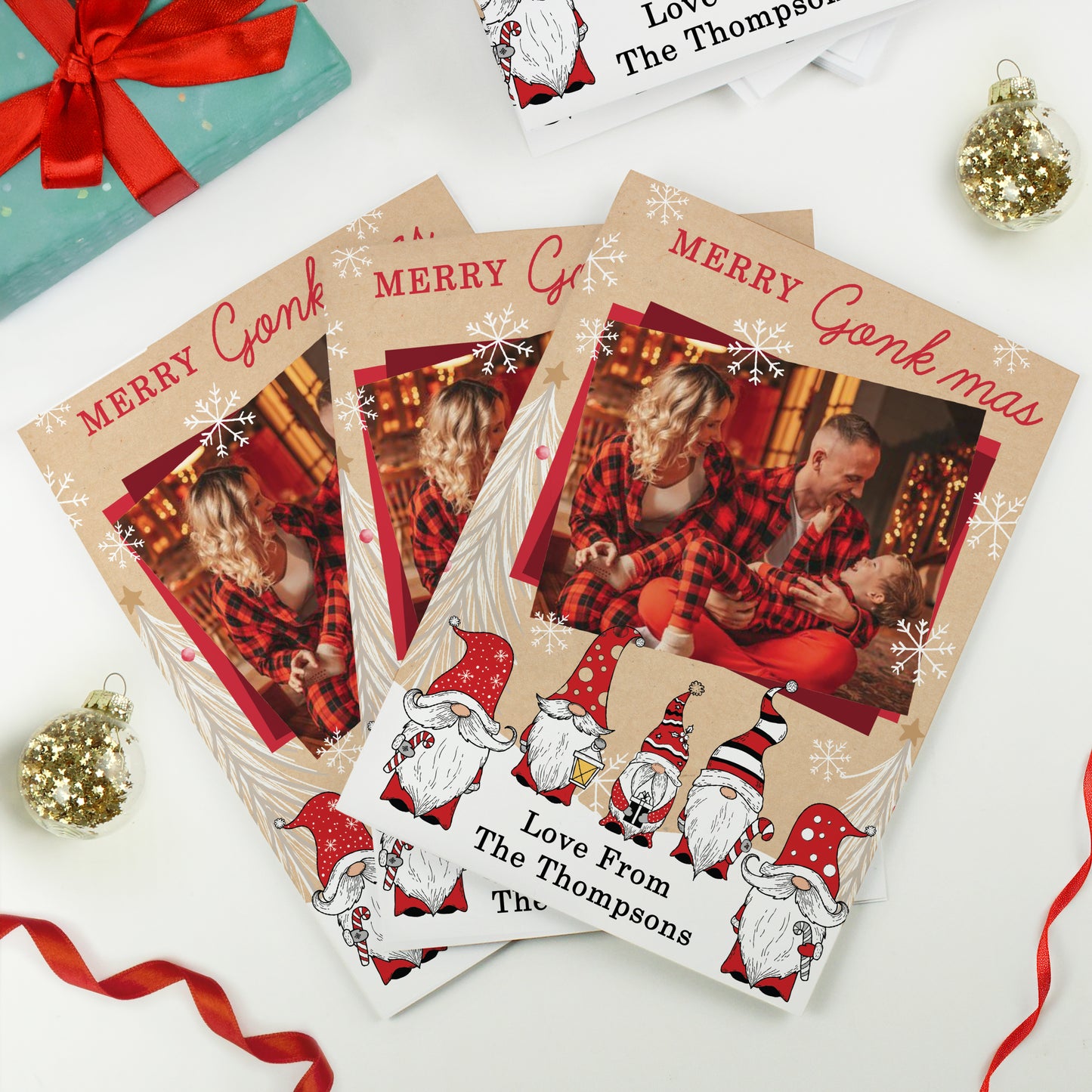 Personalised Photo Upload Pack of 10 Gonk Christmas Cards - image 2