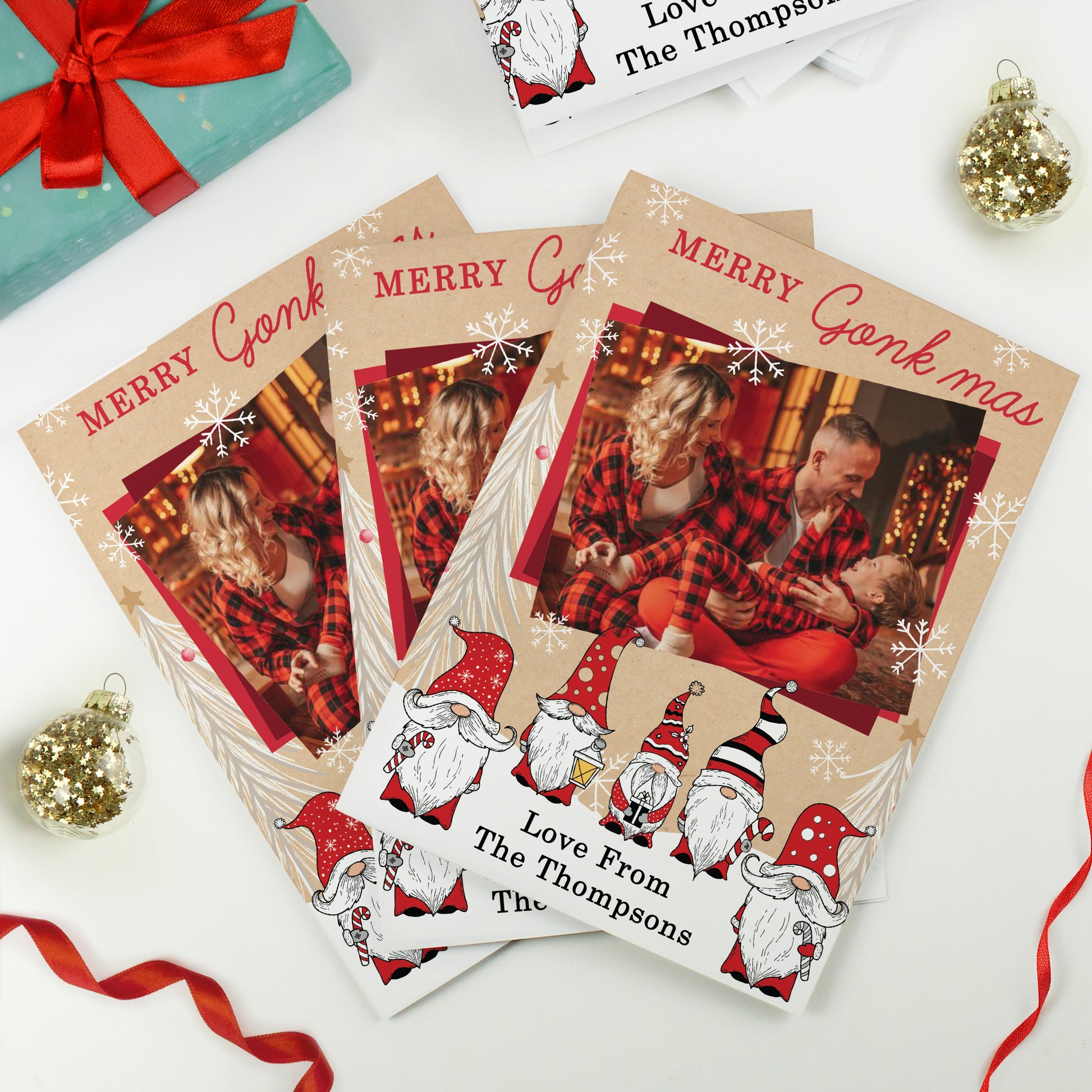 Personalised Photo Upload Pack of 10 Gonk Christmas Cards - image 2