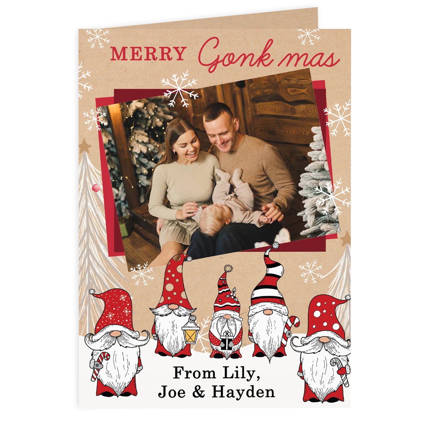 Personalised Photo Upload Pack of 10 Gonk Christmas Cards - image 5