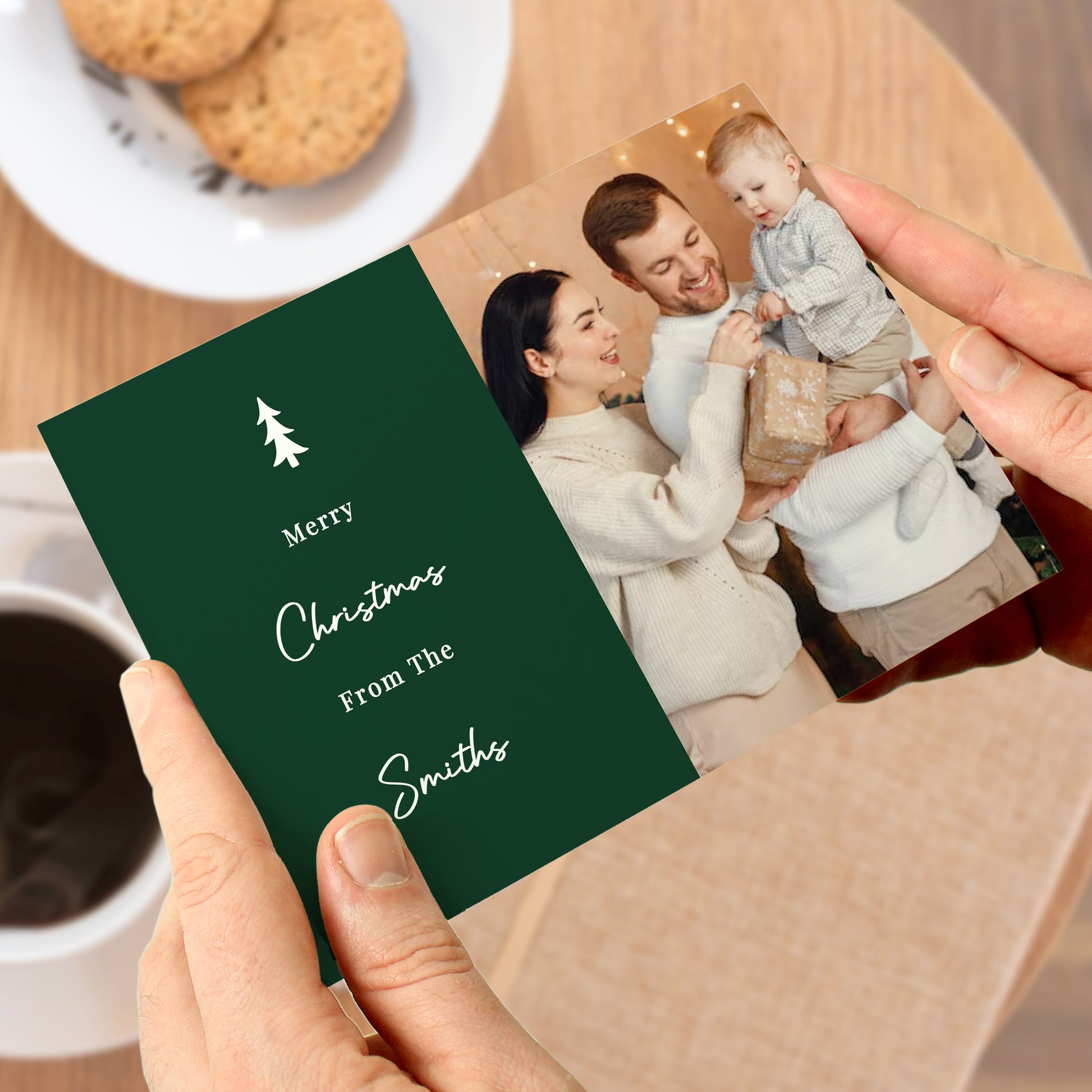 Personalised Photo Upload Pack of 10 Green Christmas Cards - image 4