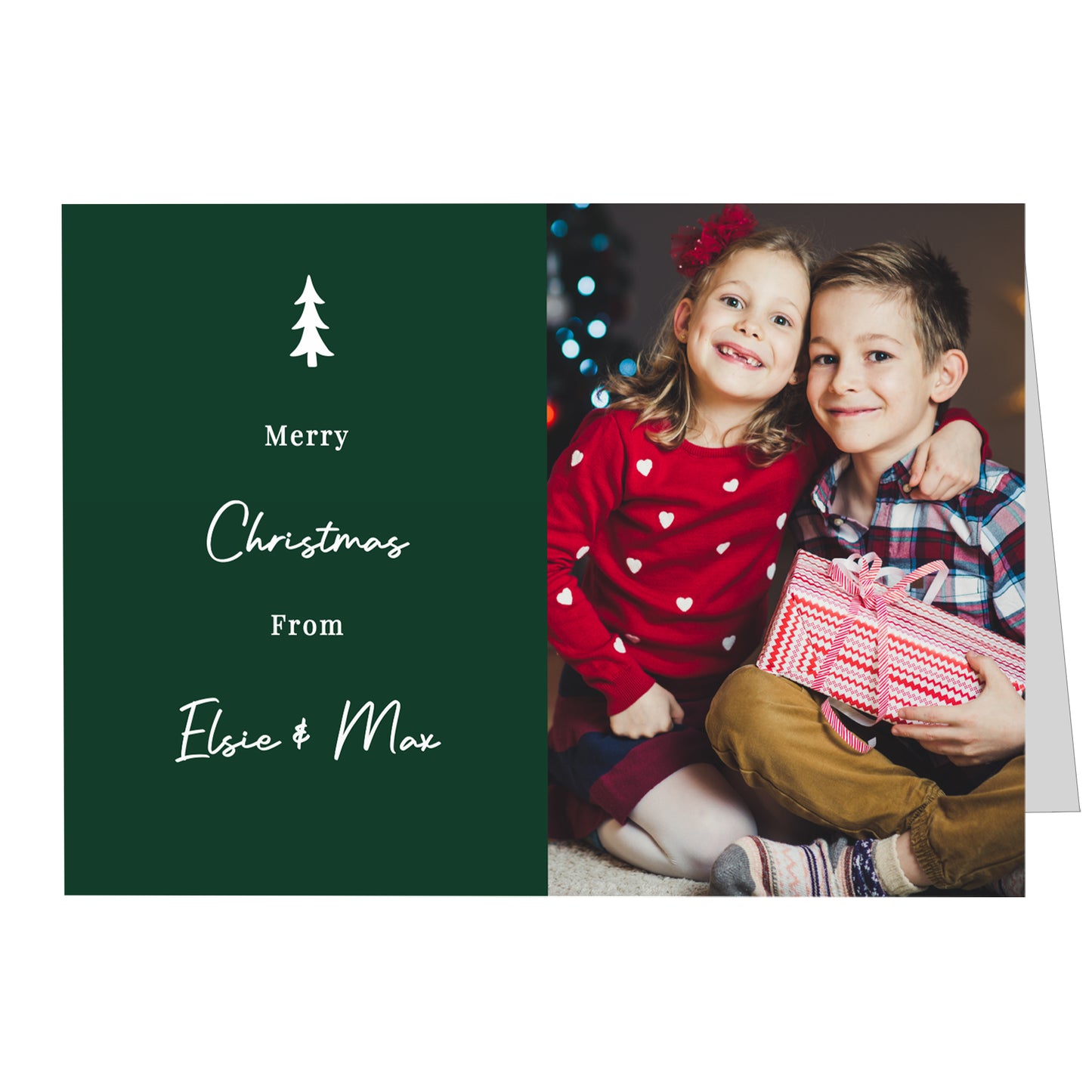 Personalised Photo Upload Pack of 10 Green Christmas Cards - image 5
